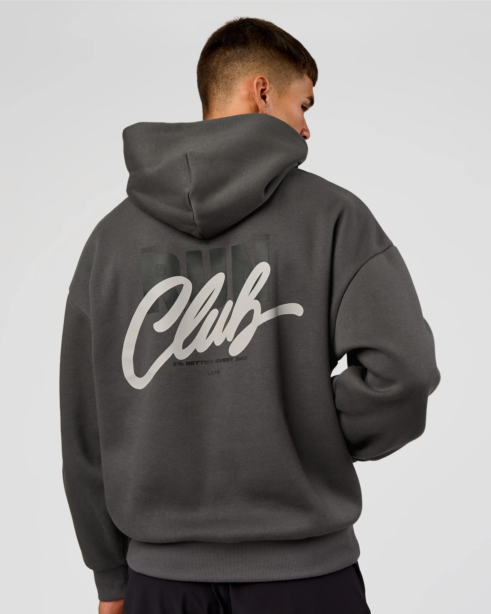 Run Club Script Oversized Hoodie - Dark Storm-Alloy - Image 2