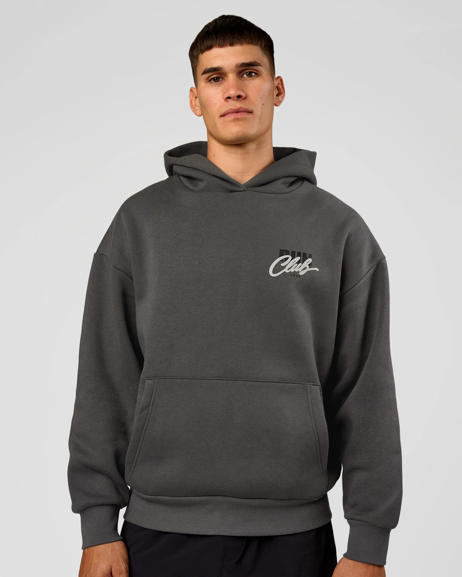 Run Club Script Oversized Hoodie - Dark Storm-Alloy - Image 3