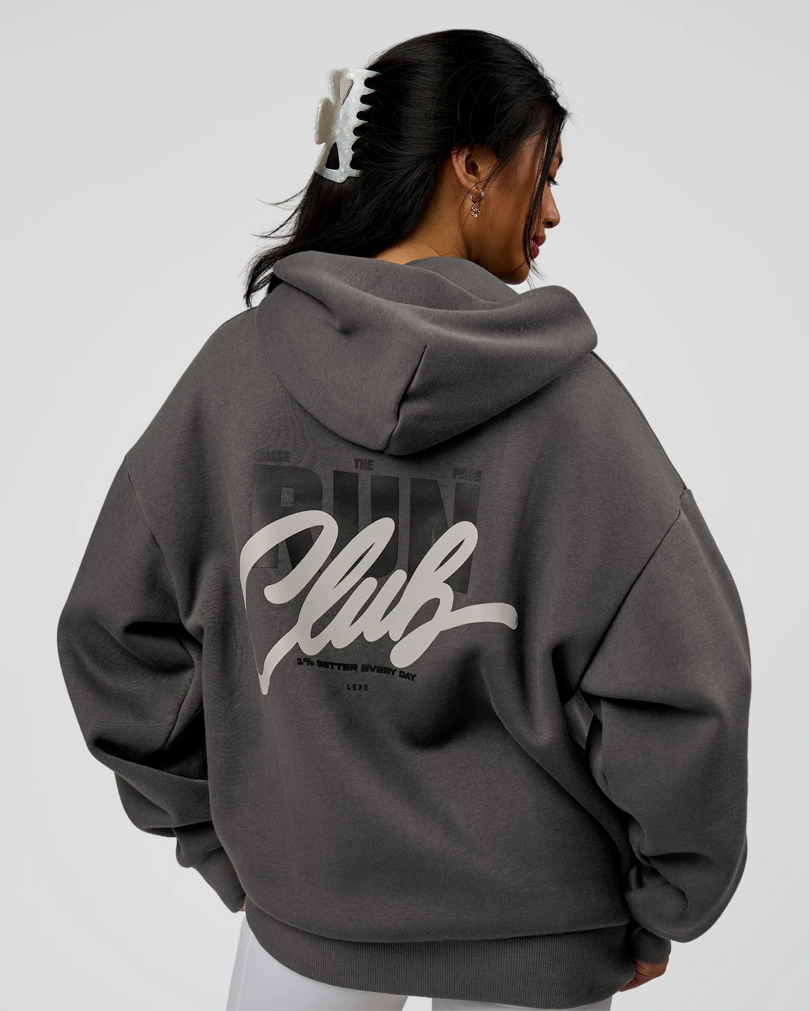 Run Club Script Oversized Hoodie - Dark Storm-Alloy - Image 4