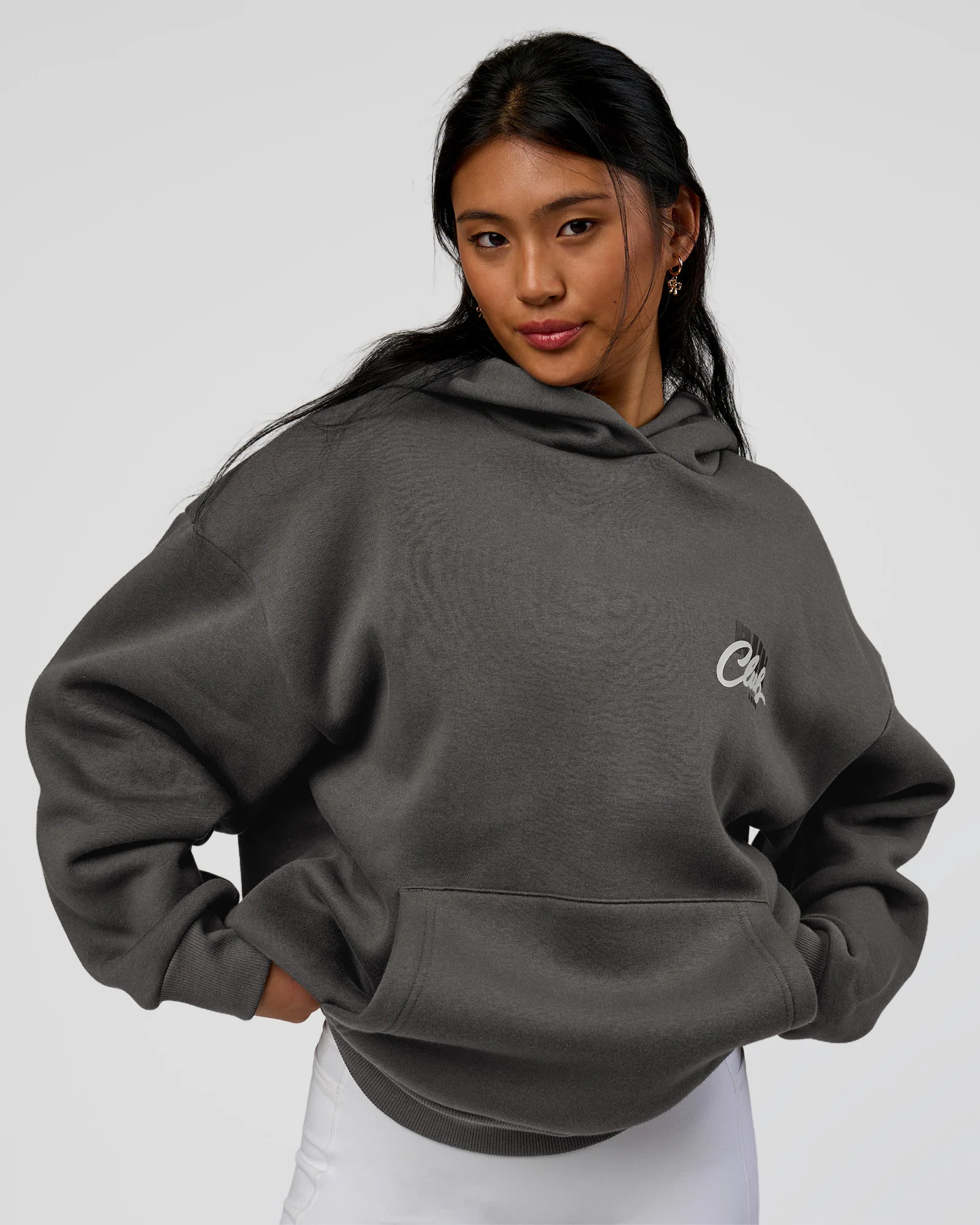 Run Club Script Oversized Hoodie - Dark Storm-Alloy - Image 5