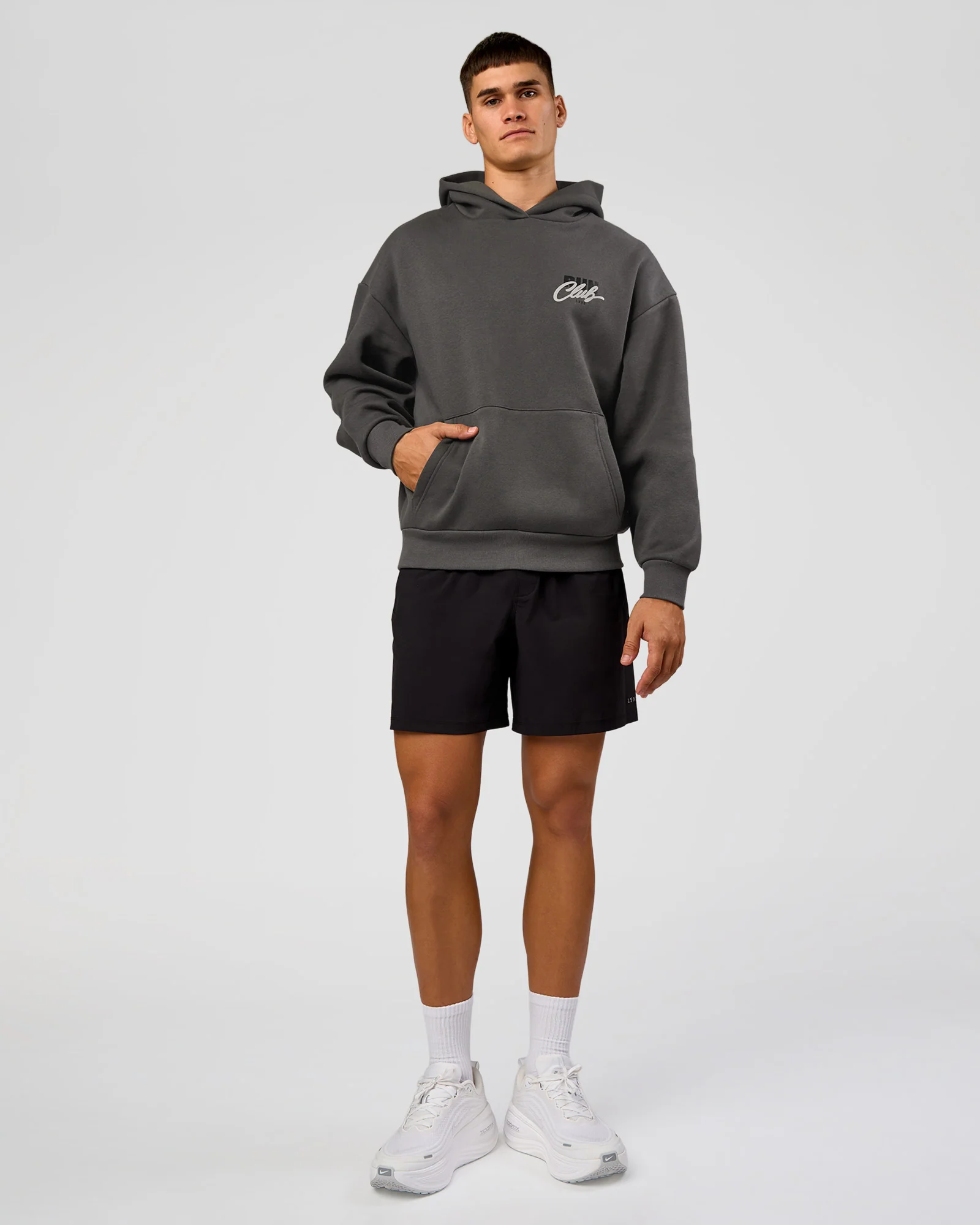Run Club Script Oversized Hoodie - Dark Storm-Alloy - Image 6
