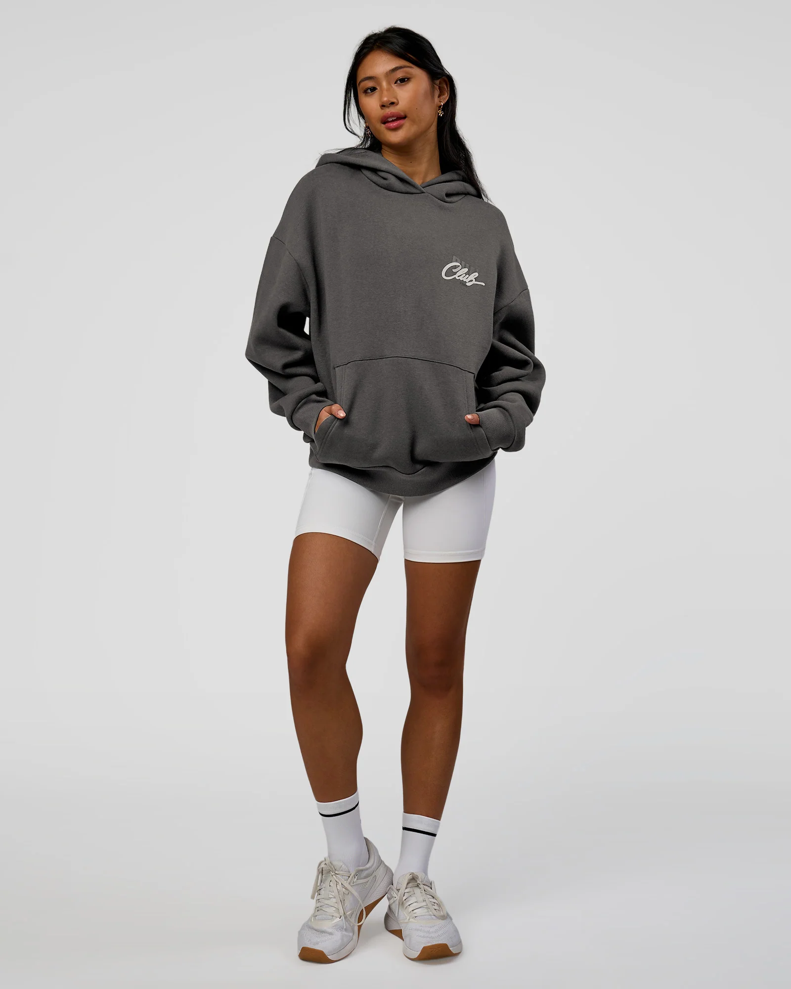 Run Club Script Oversized Hoodie - Dark Storm-Alloy - Image 7