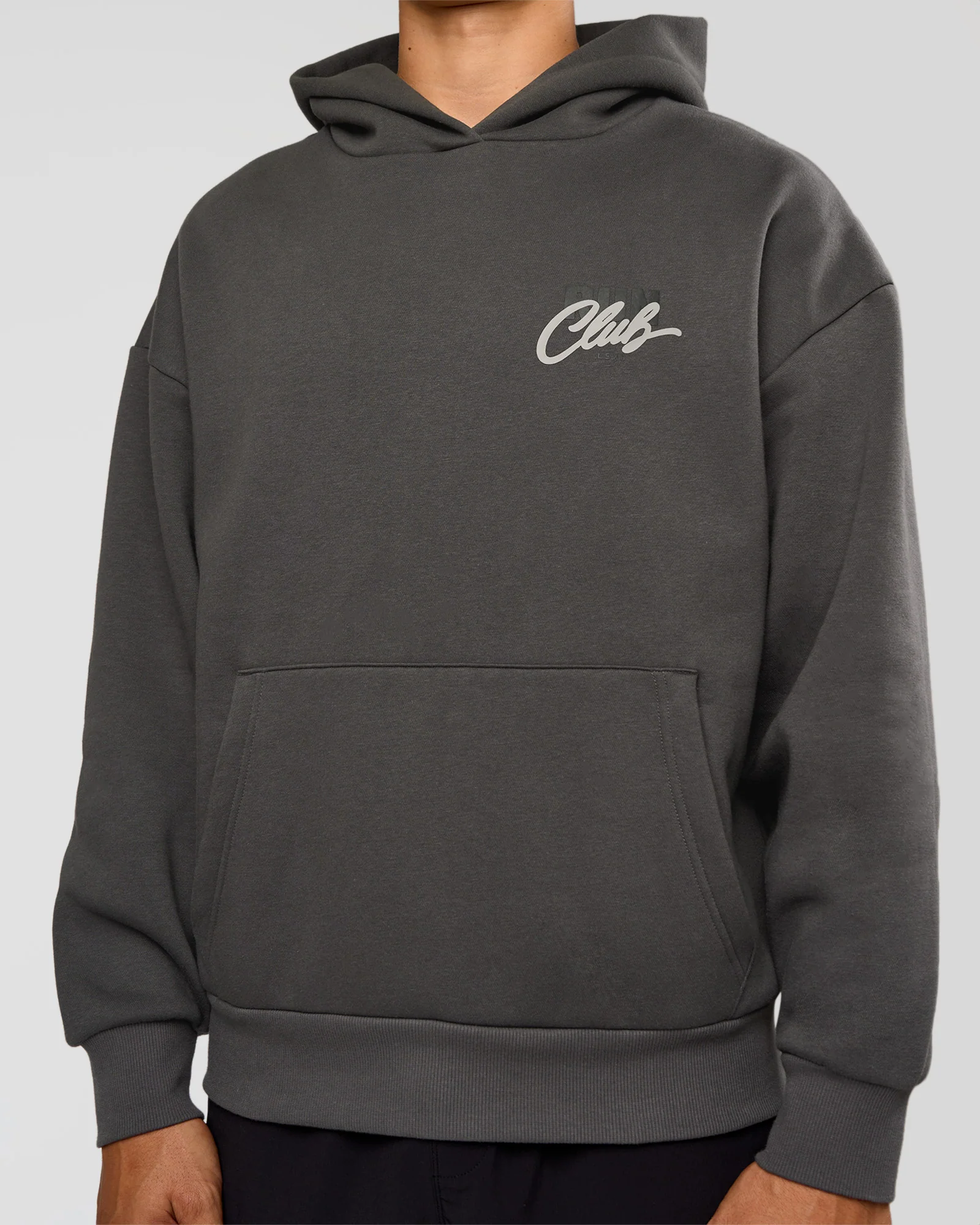 Run Club Script Oversized Hoodie - Dark Storm-Alloy - Image 8