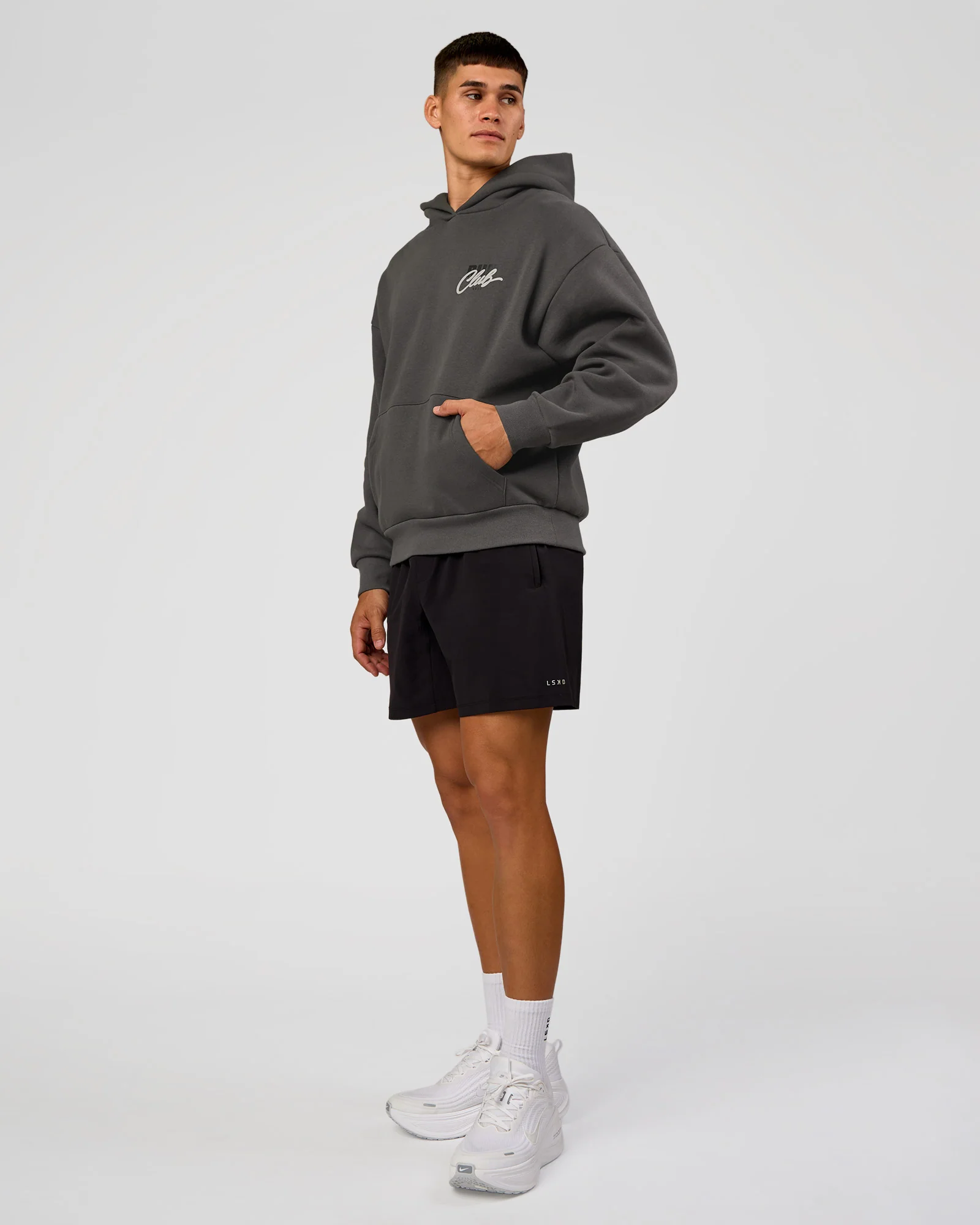 Run Club Script Oversized Hoodie - Dark Storm-Alloy - Image 9