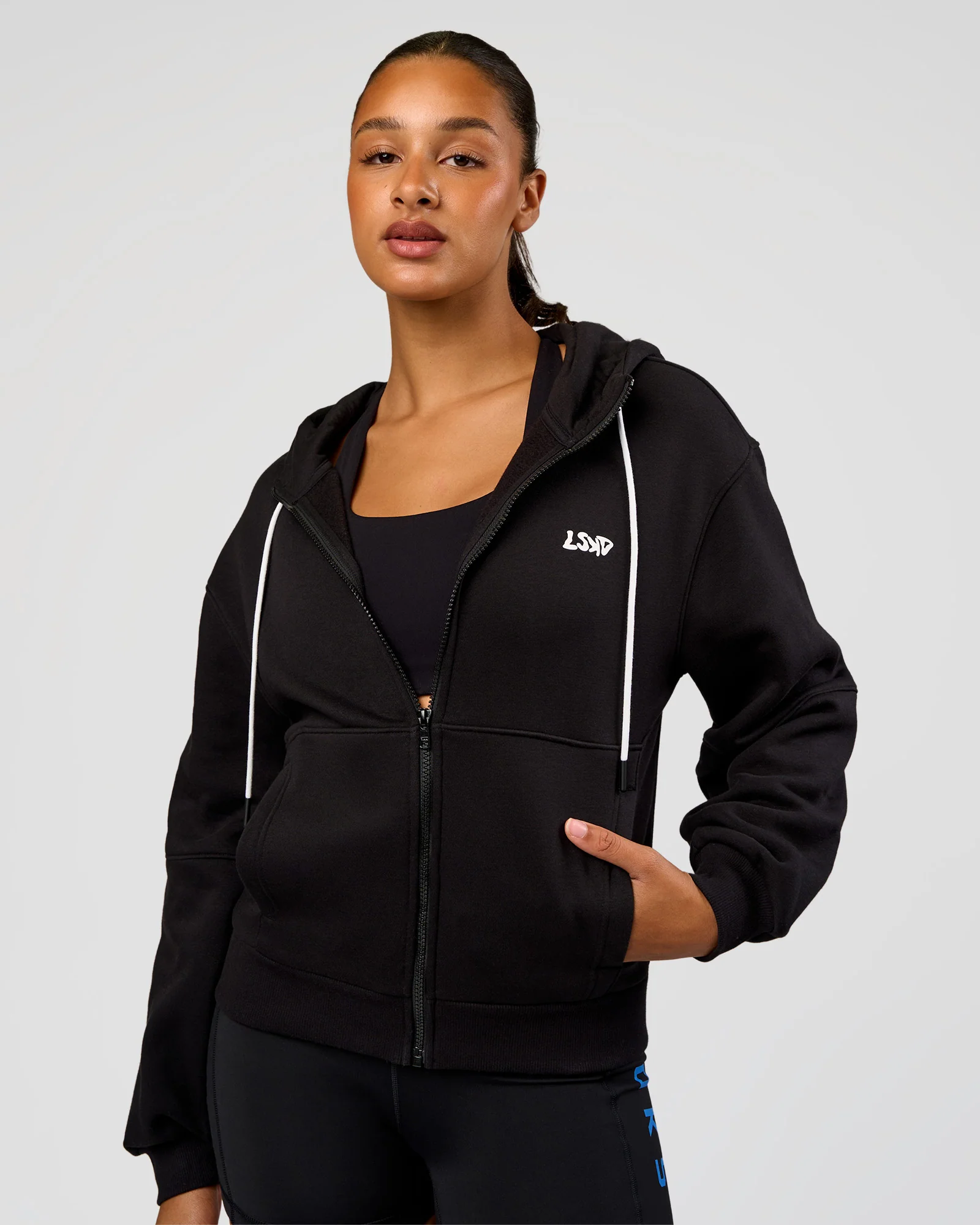 Run Fast Lift Heavy Hoodie - Black-White - Image 2