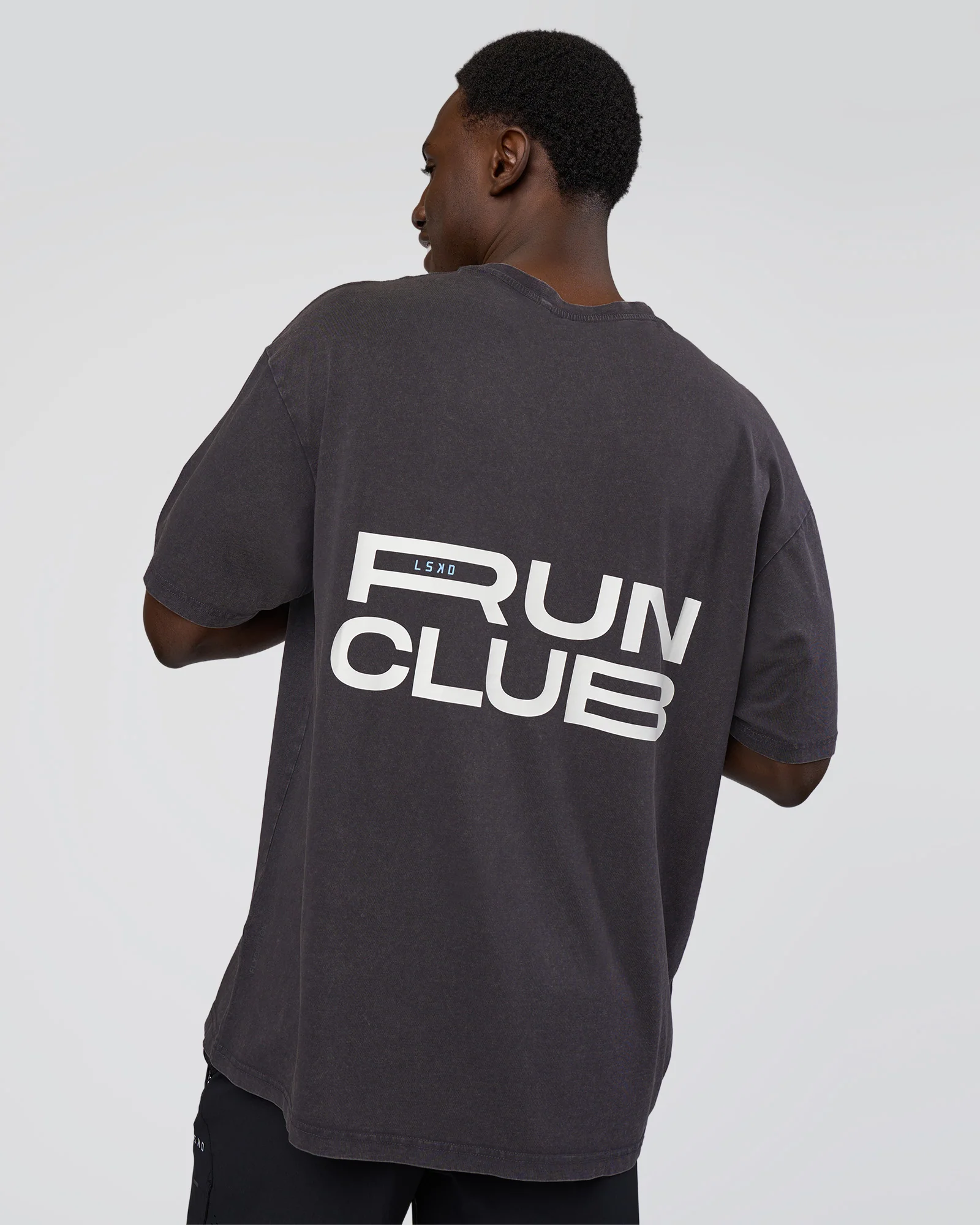 Runner's FLXCotton Oversized Tee - Black Washed-White - Image 11