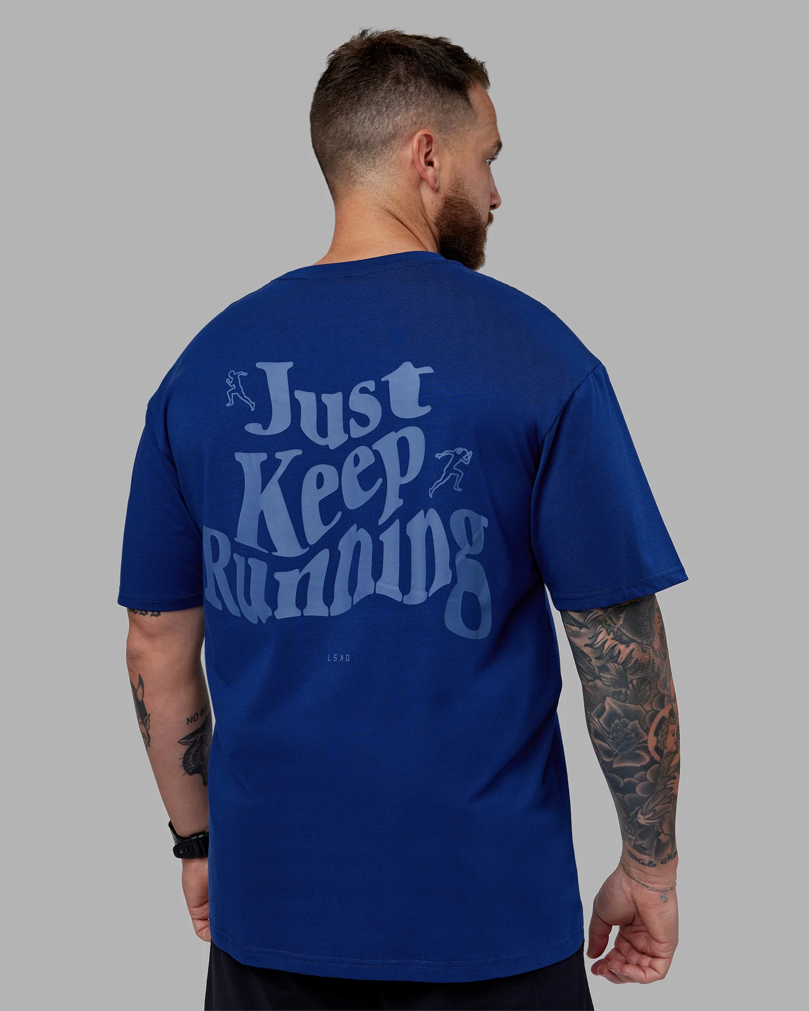 Just Run FLXCotton Oversized Tee - Midnight Blue-Light Blue - Image 10