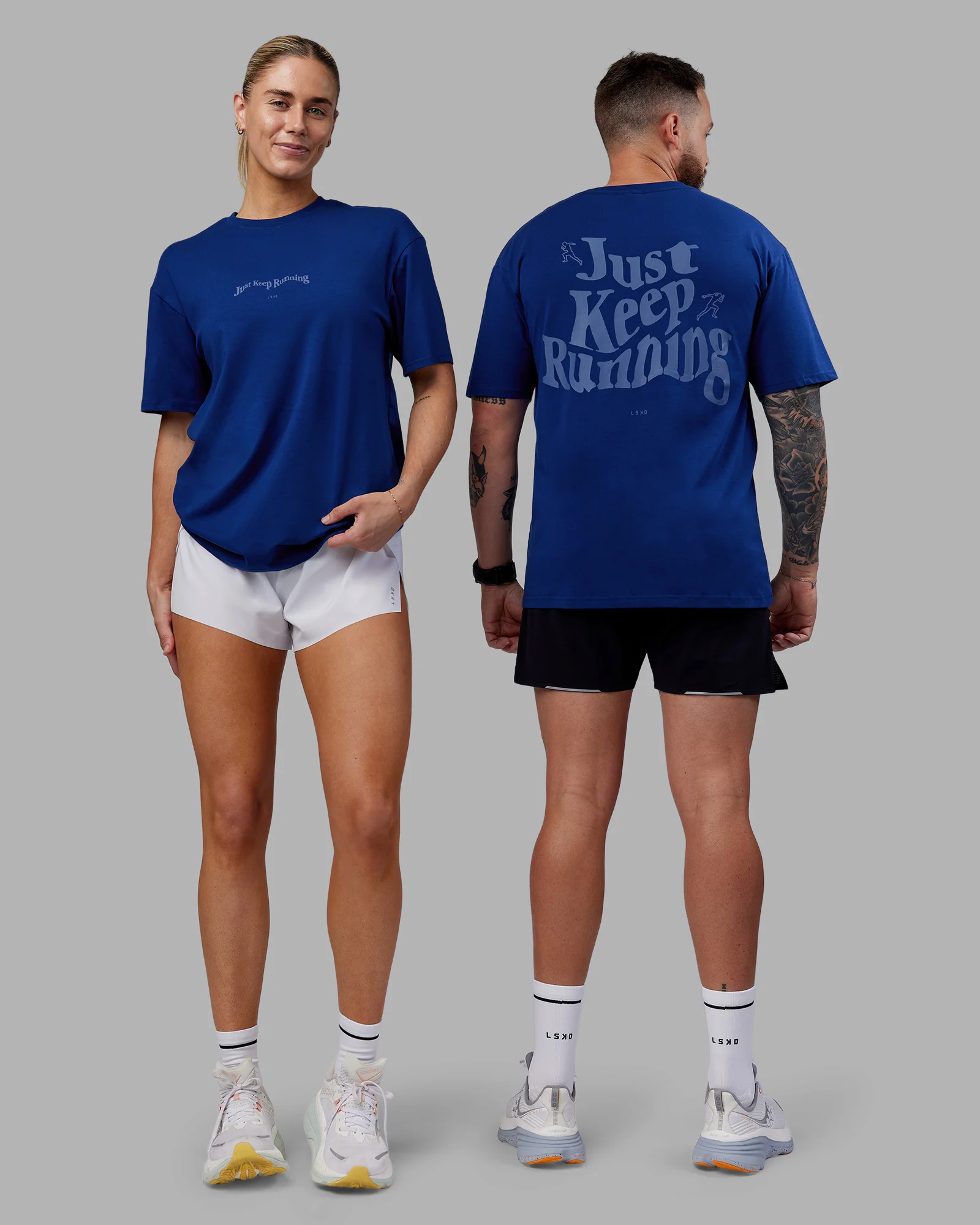 Just Run FLXCotton Oversized Tee - Midnight Blue-Light Blue - Image 2