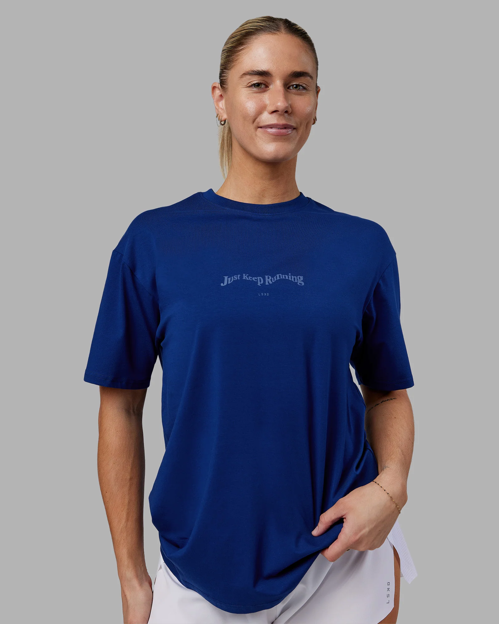 Just Run FLXCotton Oversized Tee - Midnight Blue-Light Blue - Image 3