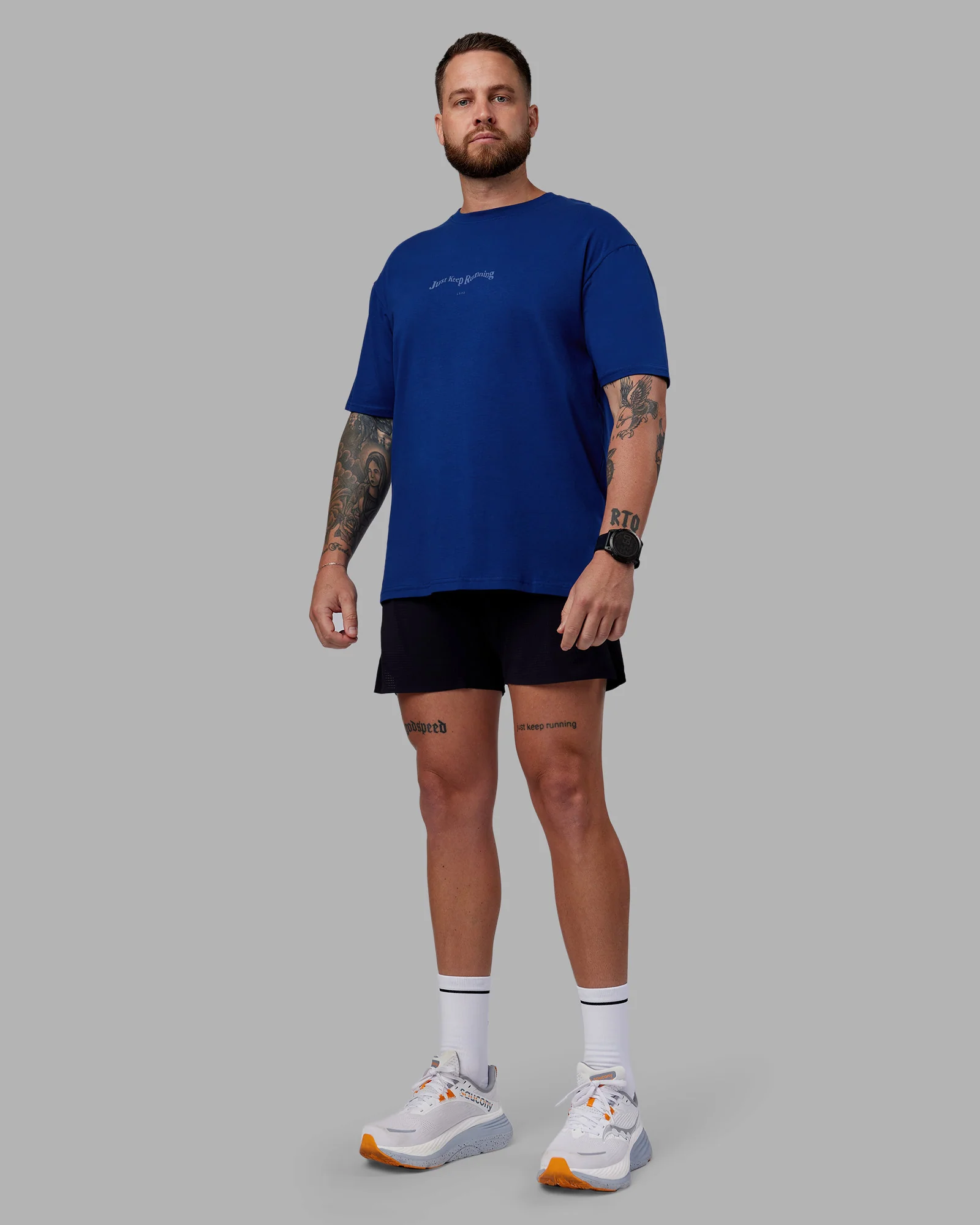 Just Run FLXCotton Oversized Tee - Midnight Blue-Light Blue - Image 6