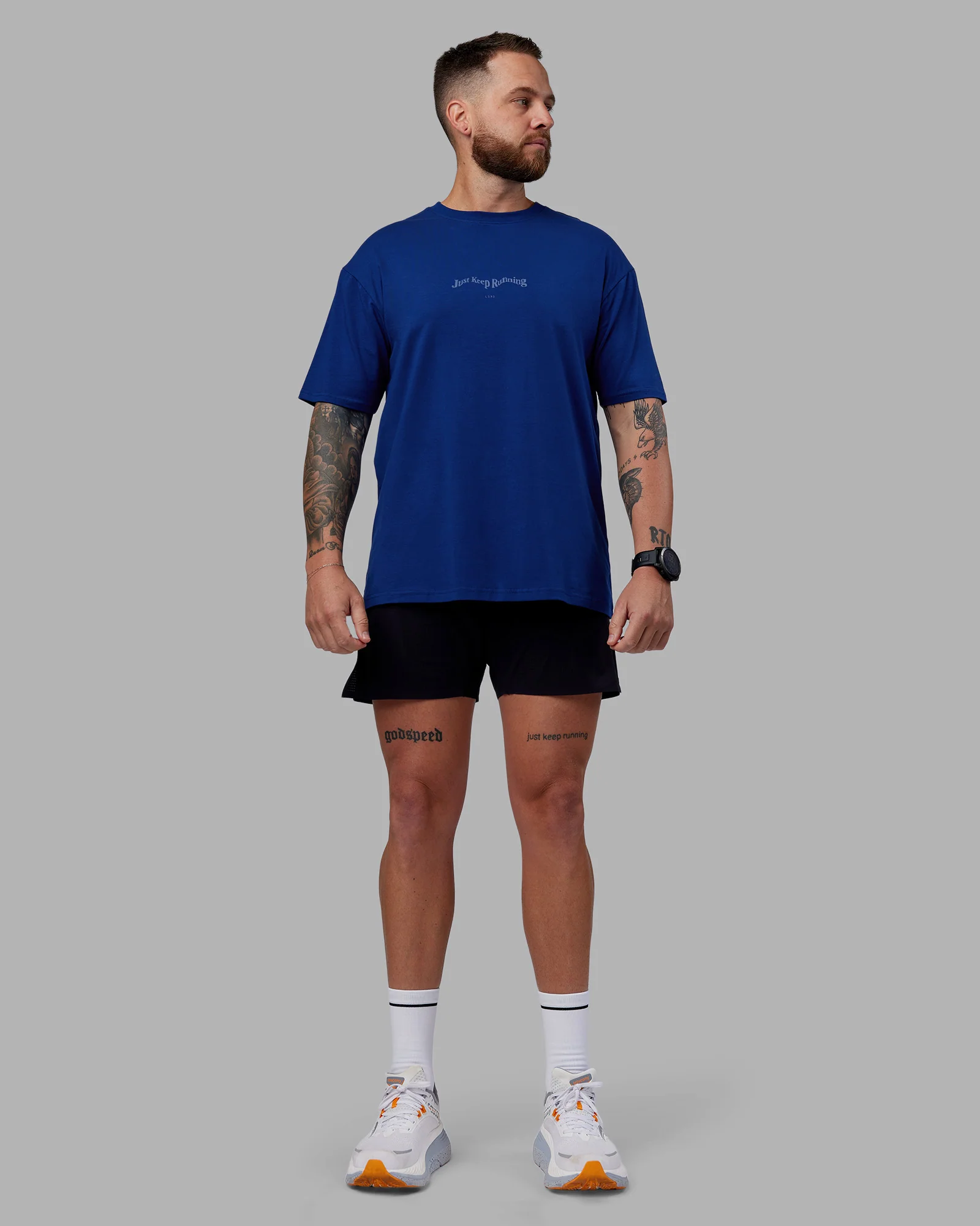 Just Run FLXCotton Oversized Tee - Midnight Blue-Light Blue - Image 9