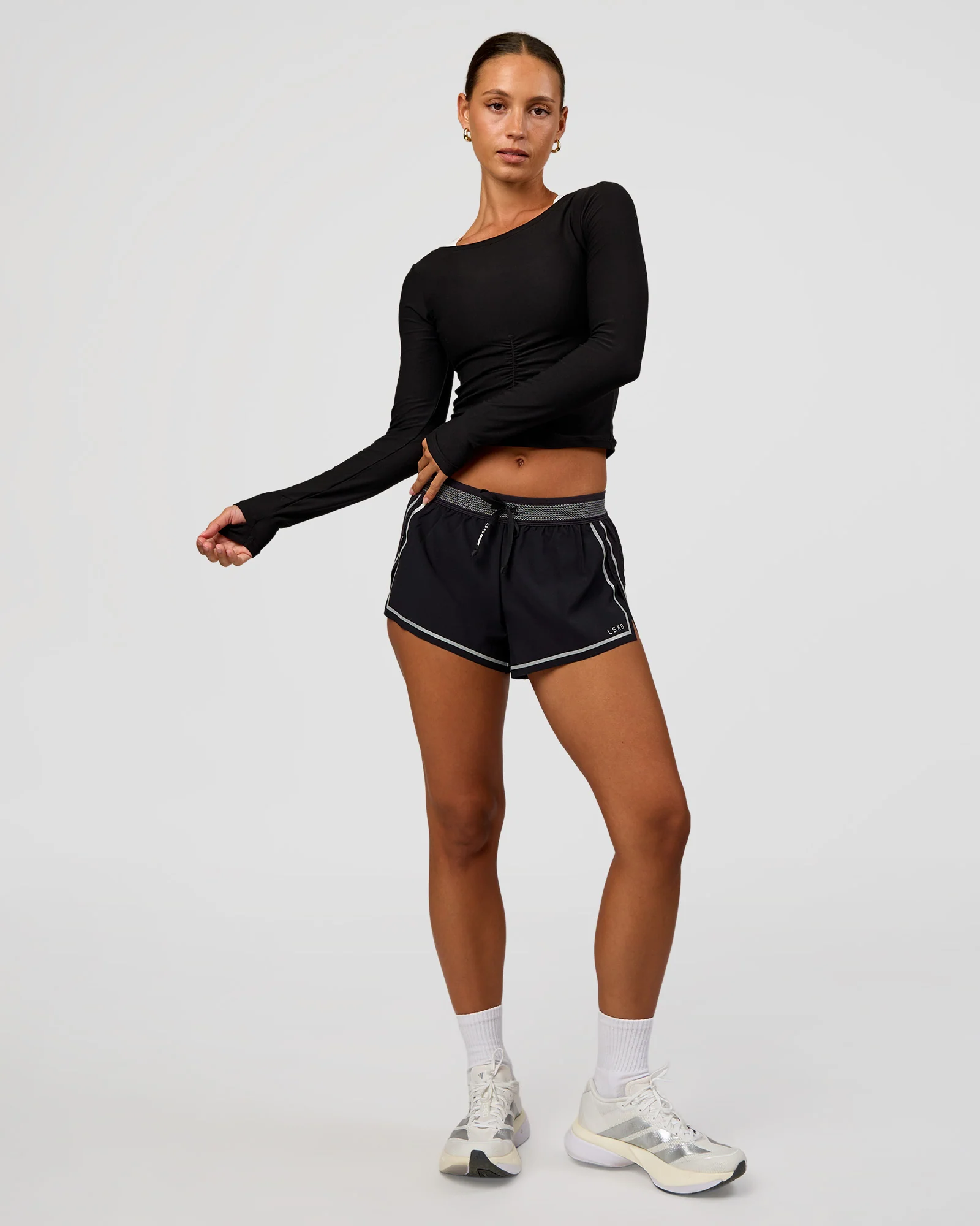 Scrunch Long Sleeve Tee - Black - Image 7