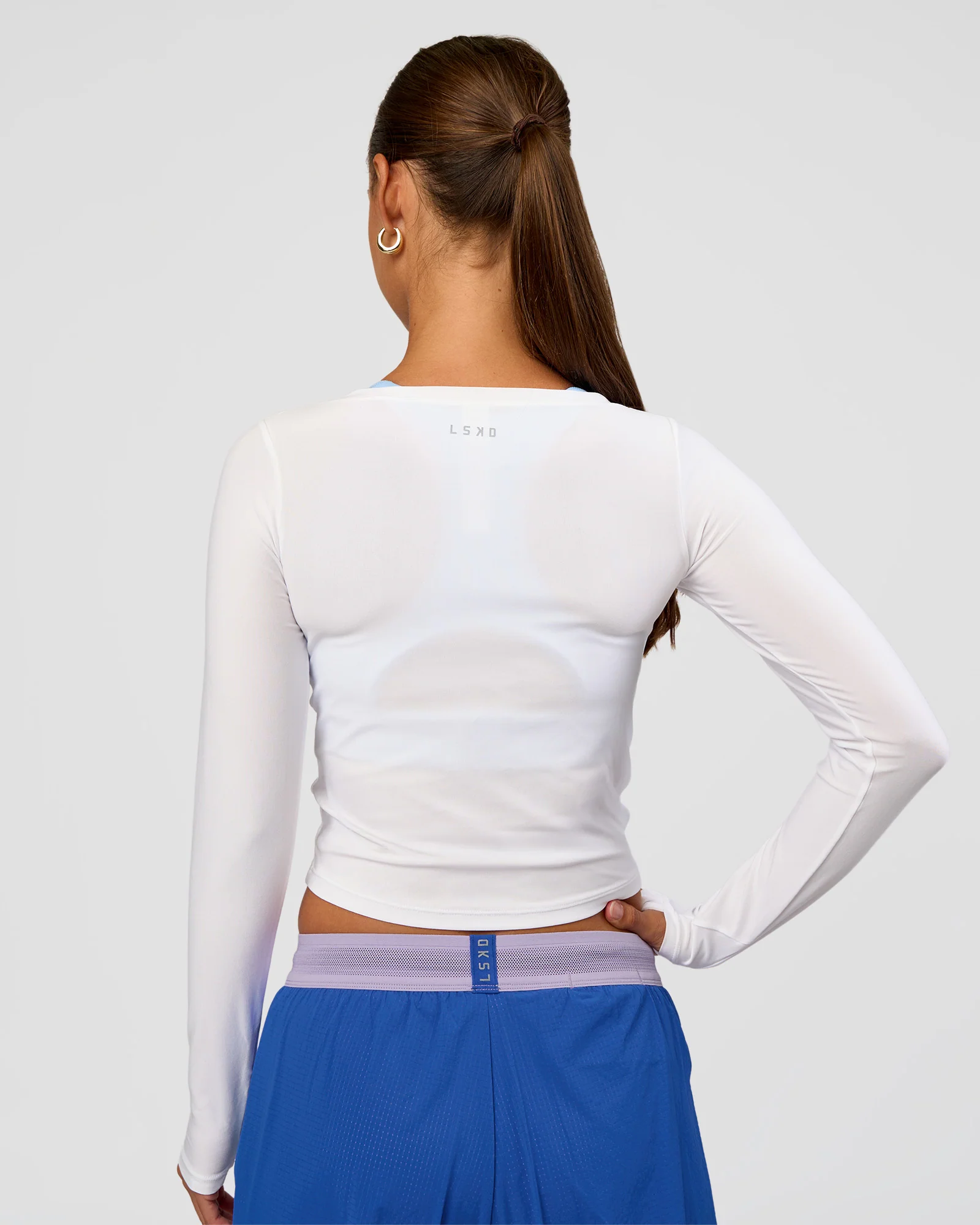 Scrunch Long Sleeve Tee - White - Image 4