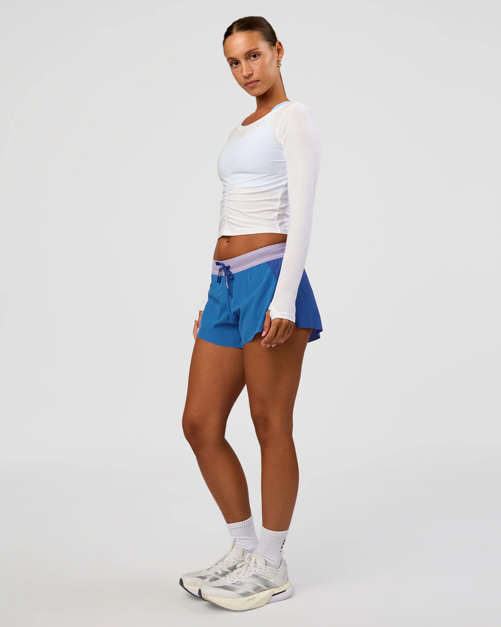 Scrunch Long Sleeve Tee - White - Image 5
