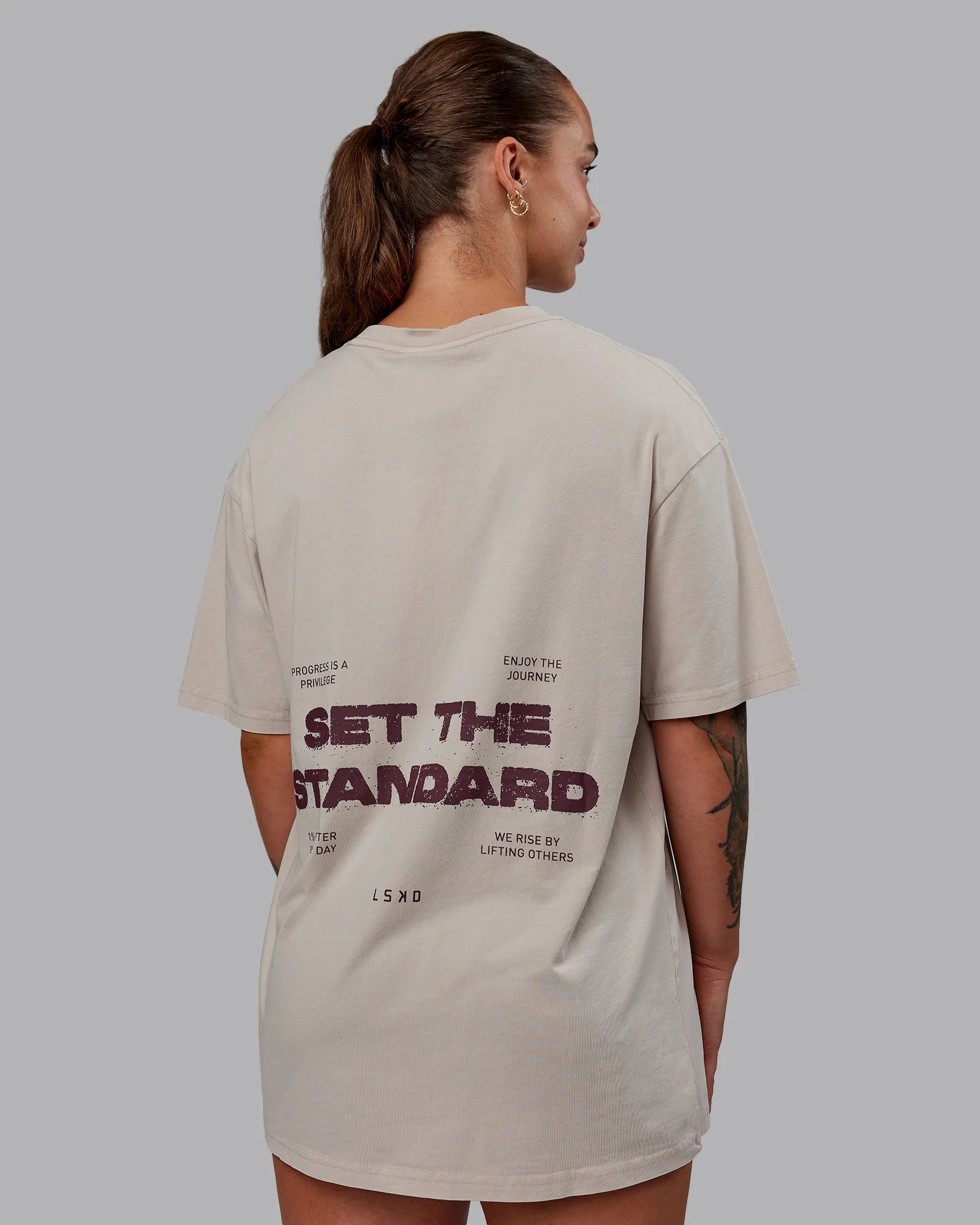Set The Standard Washed FLXCotton Oversized Tee - Shale Beige - Image 2
