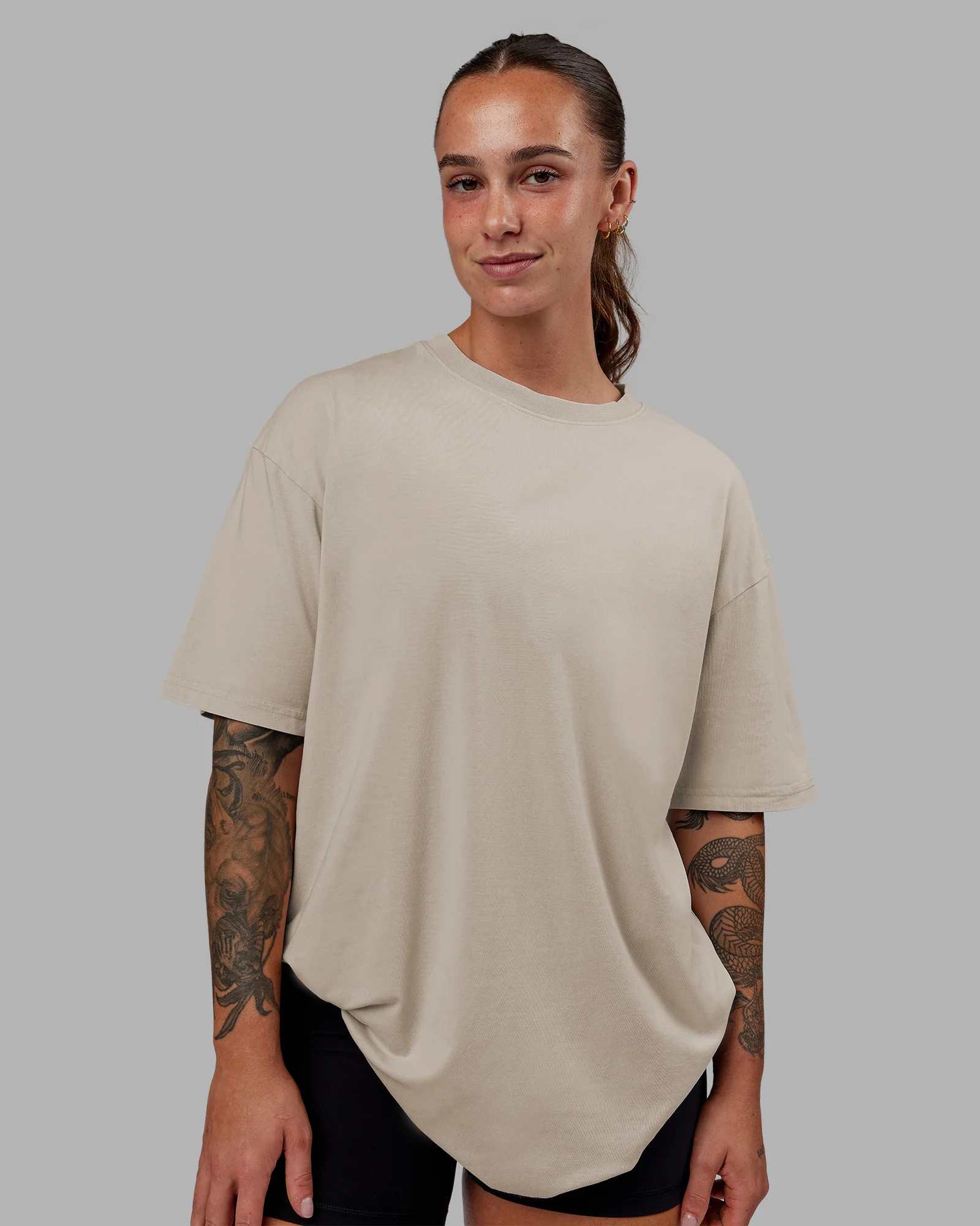 Set The Standard Washed FLXCotton Oversized Tee - Shale Beige - Image 4