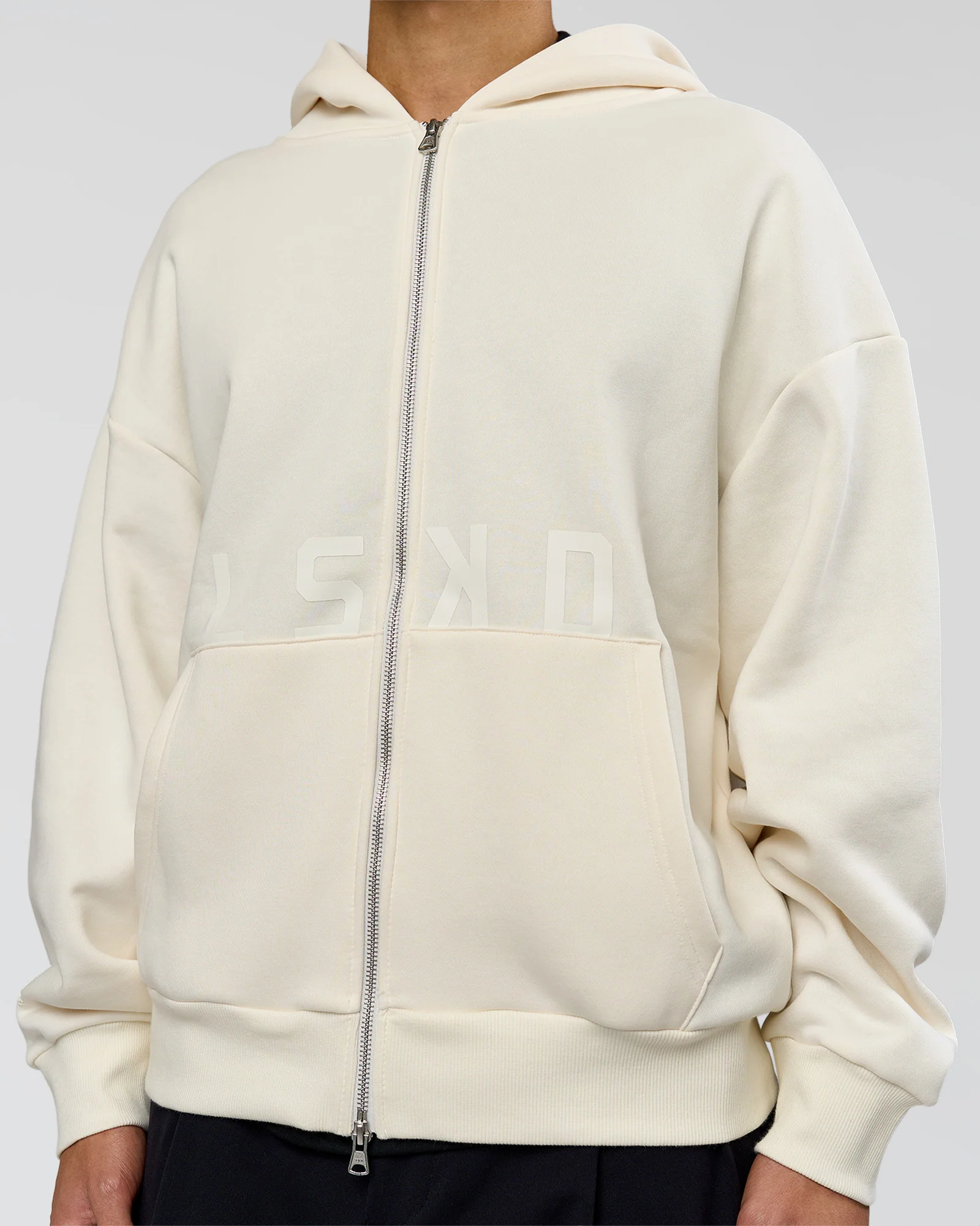 Shadow Mode Oversized Zip Through Hoodie - Off White - Image 10