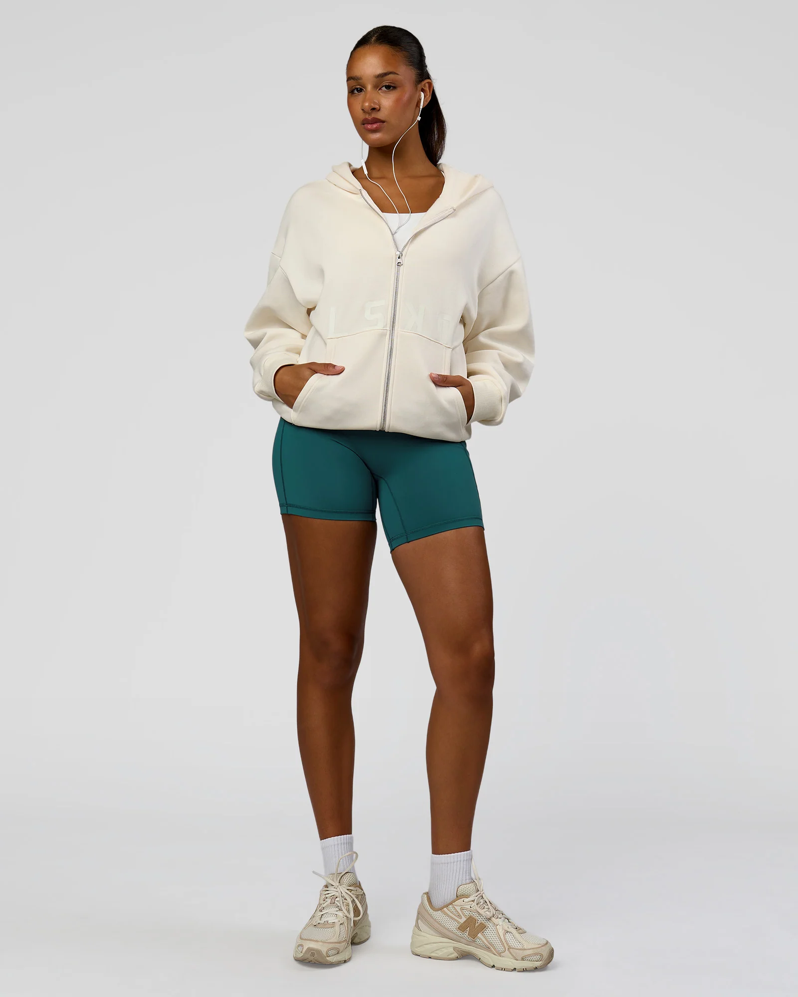 Shadow Mode Oversized Zip Through Hoodie - Off White - Image 13
