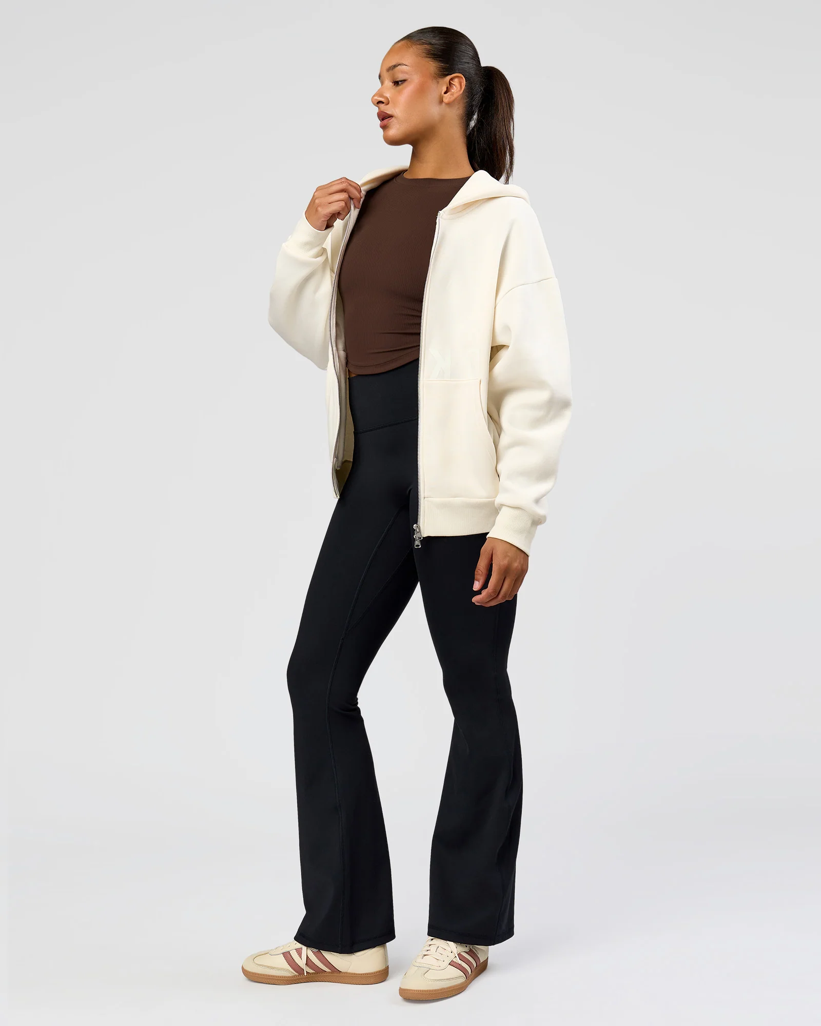 Shadow Mode Oversized Zip Through Hoodie - Off White - Image 8