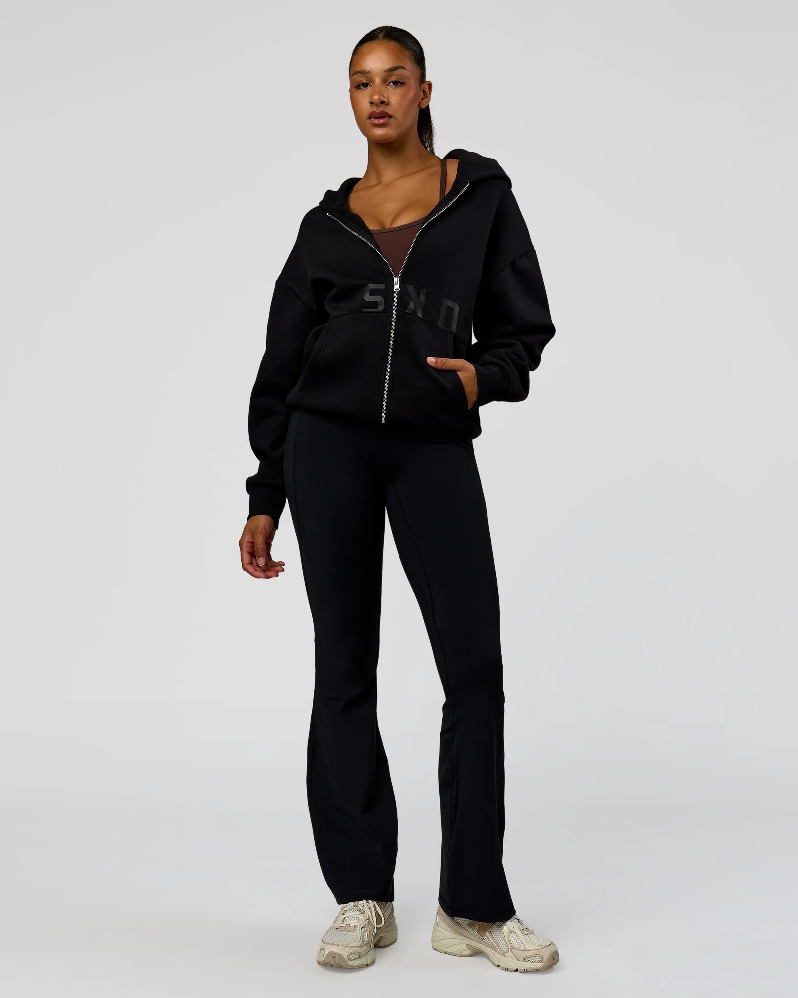 Shadow Mode Oversized Zip Through Hoodie - Black - Image 11