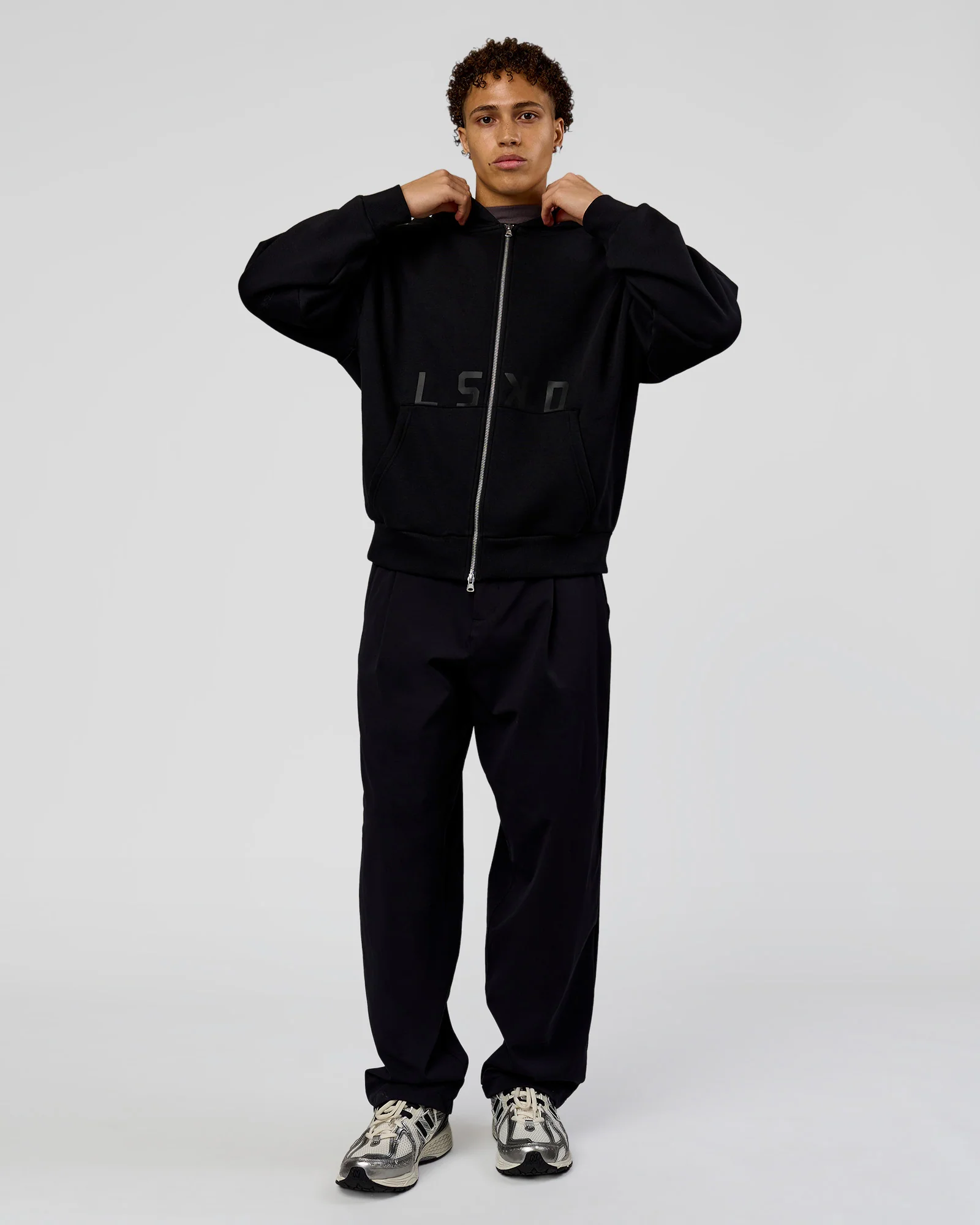 Shadow Mode Oversized Zip Through Hoodie - Black - Image 13