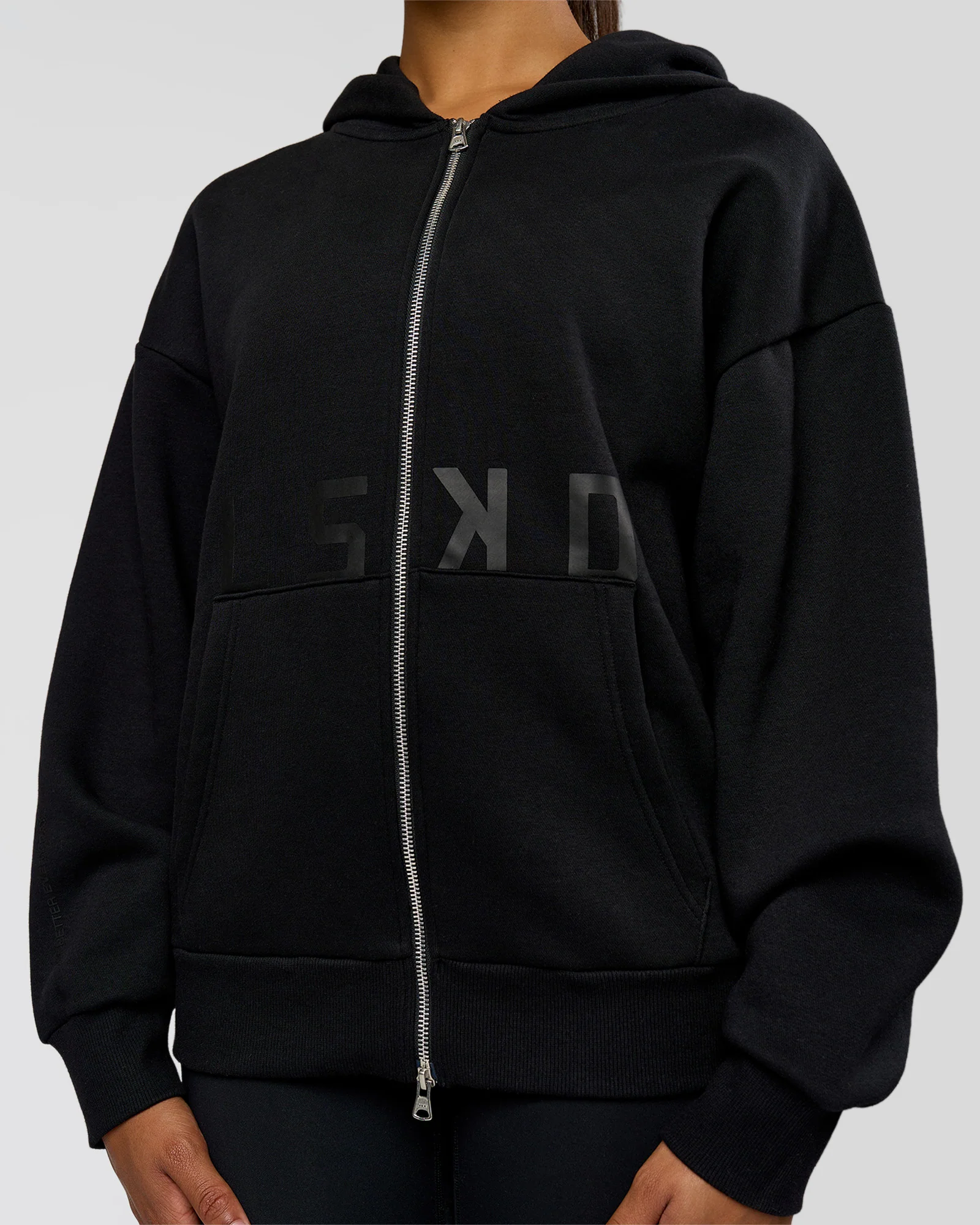 Shadow Mode Oversized Zip Through Hoodie - Black - Image 14
