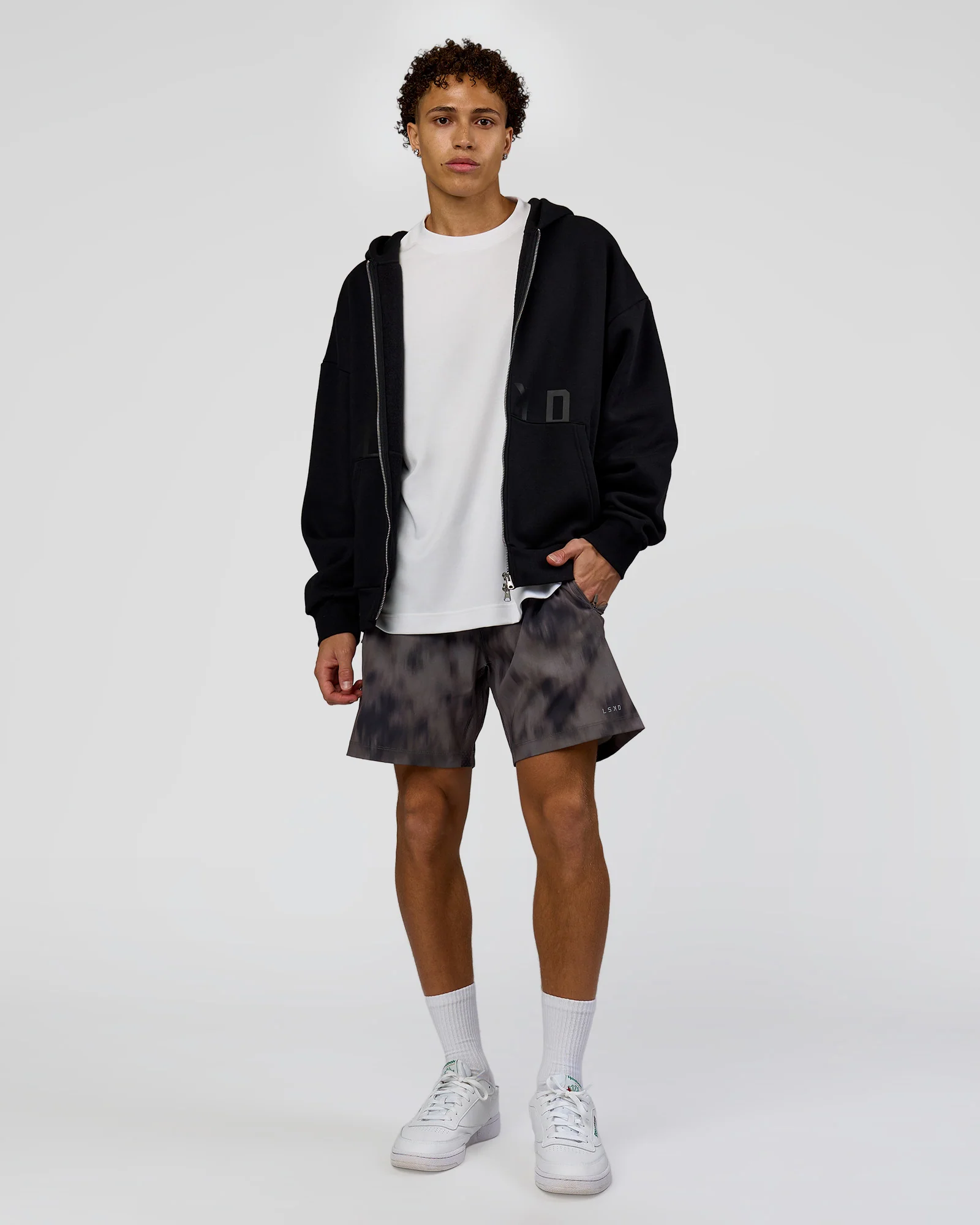 Shadow Mode Oversized Zip Through Hoodie - Black - Image 5