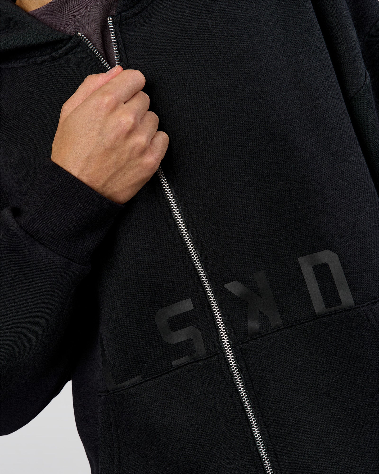 Shadow Mode Oversized Zip Through Hoodie - Black - Image 9