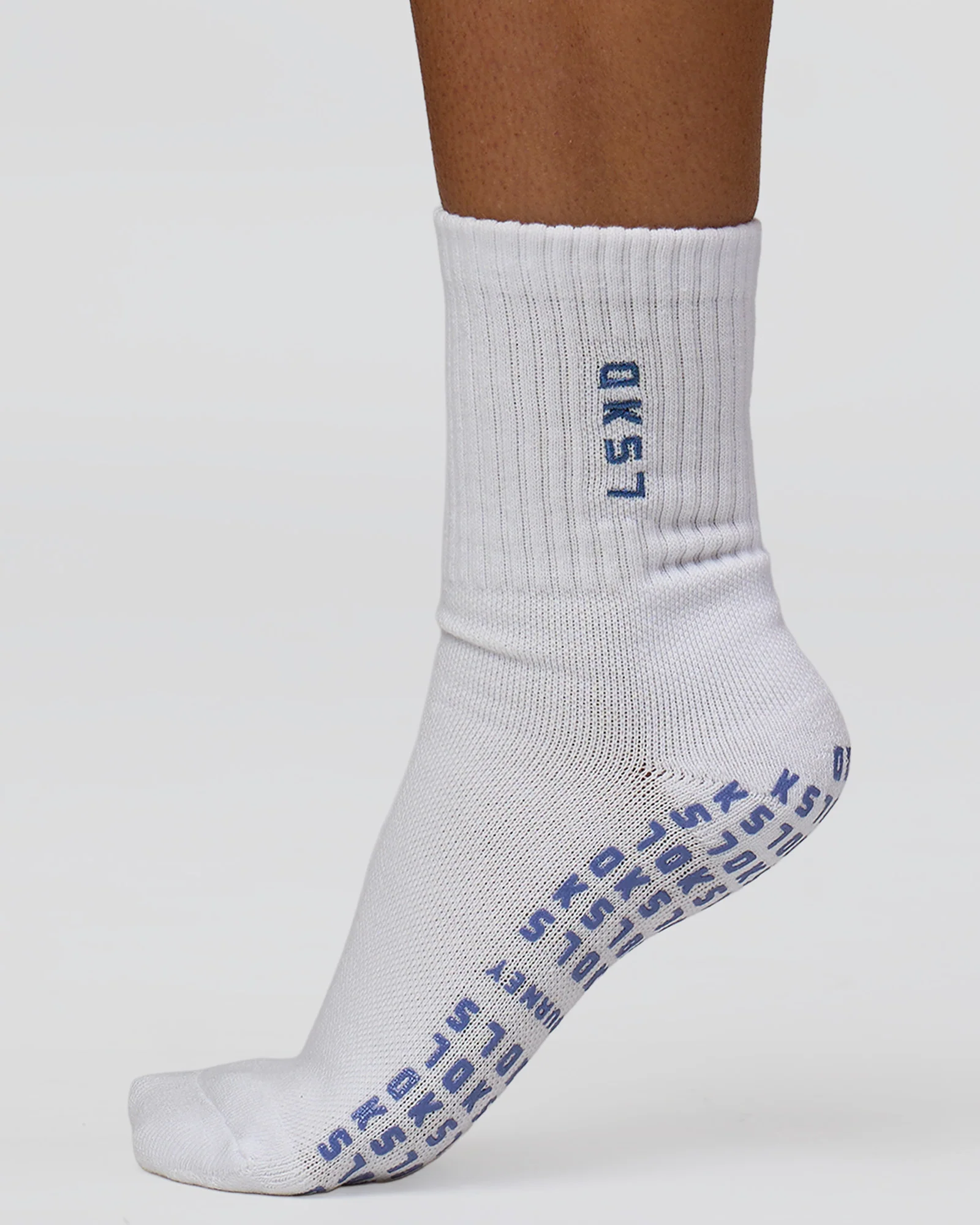 Signal Pilates Crew Grip Socks 2.0 - Off White-Palace Blue - Image 3