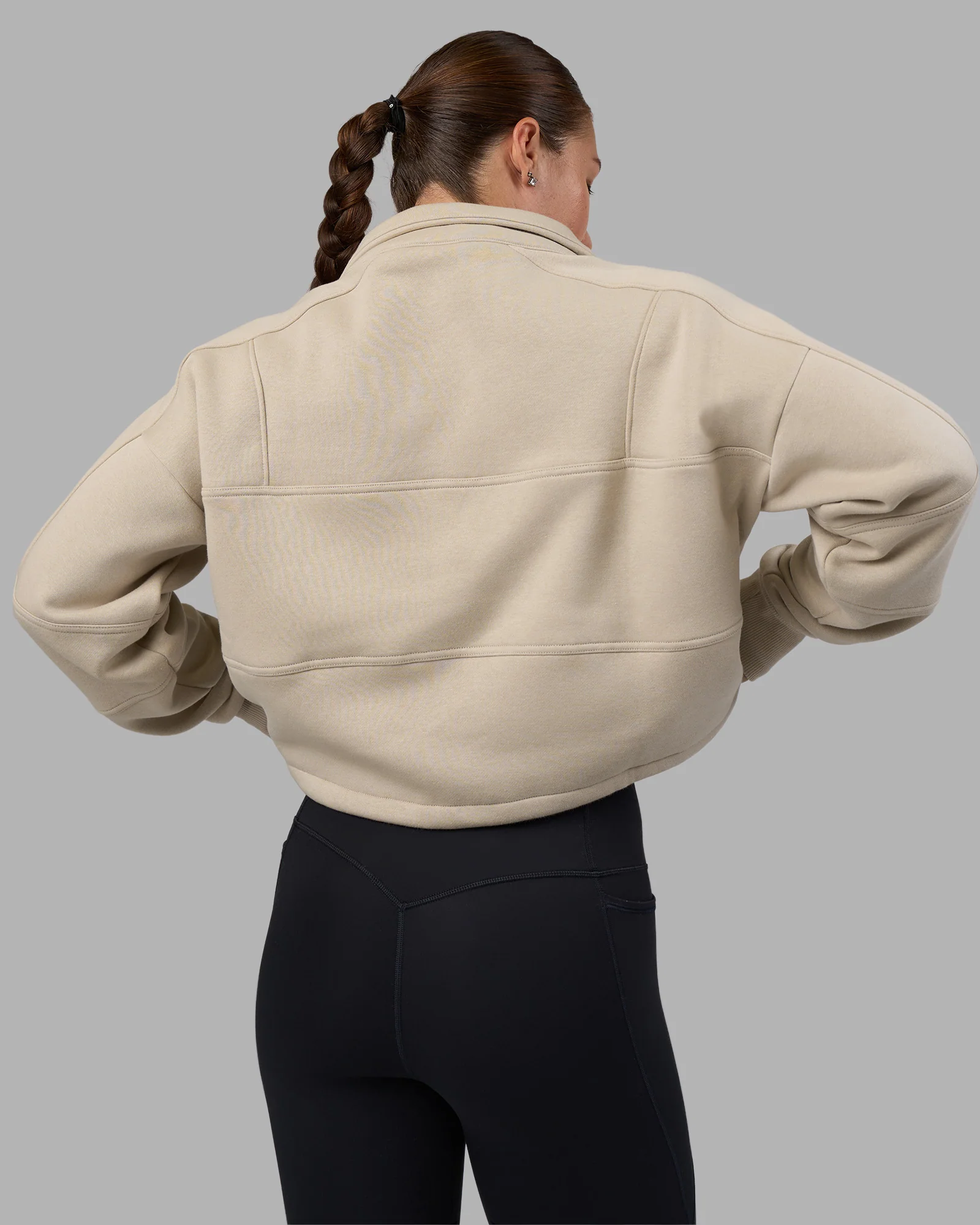 Slam Quarter Zip Sweater - Shale Beige-Lime Glo - Image 6