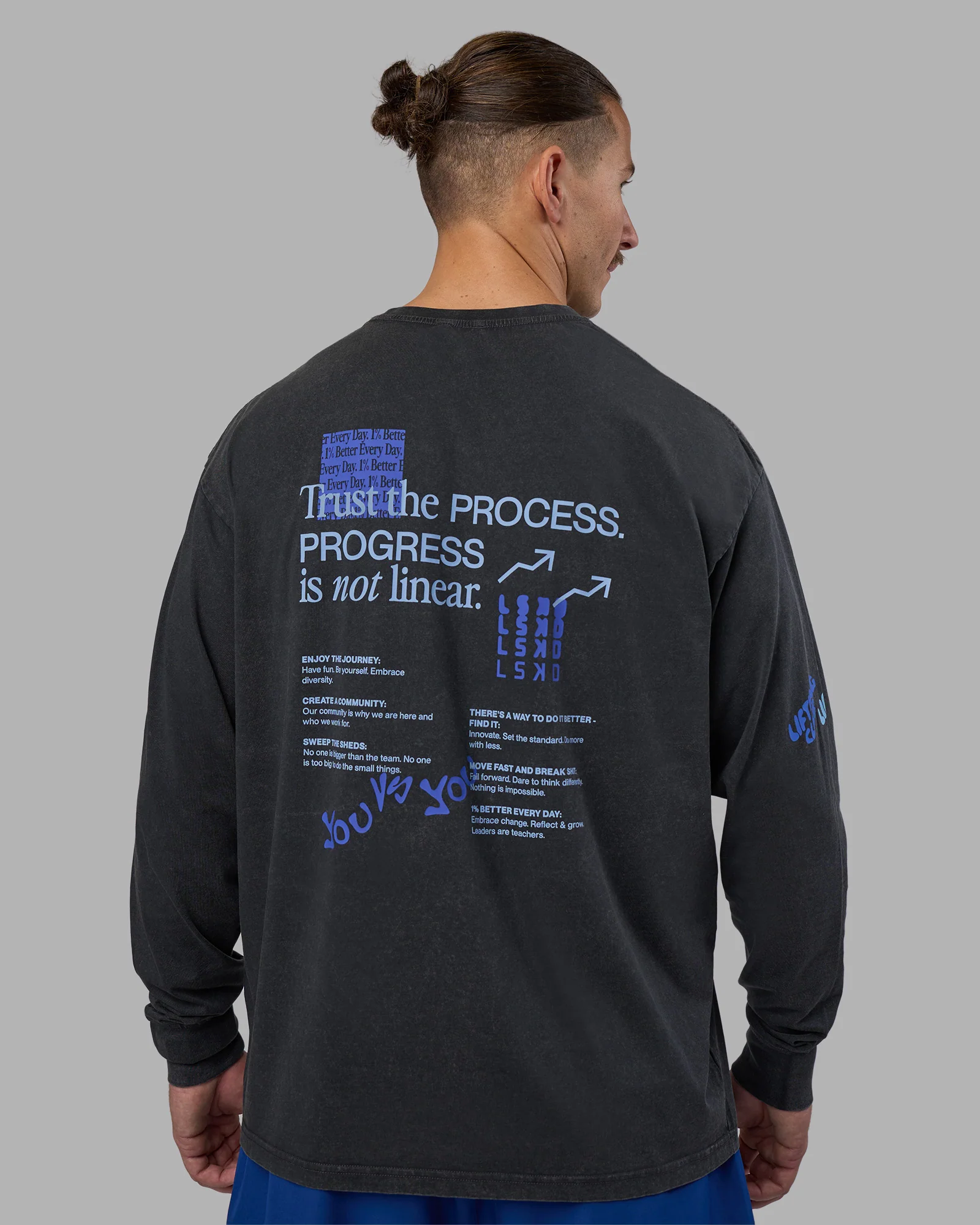 Cali FLXCotton Oversized Long Sleeve Tee - Black Washed - Image 2