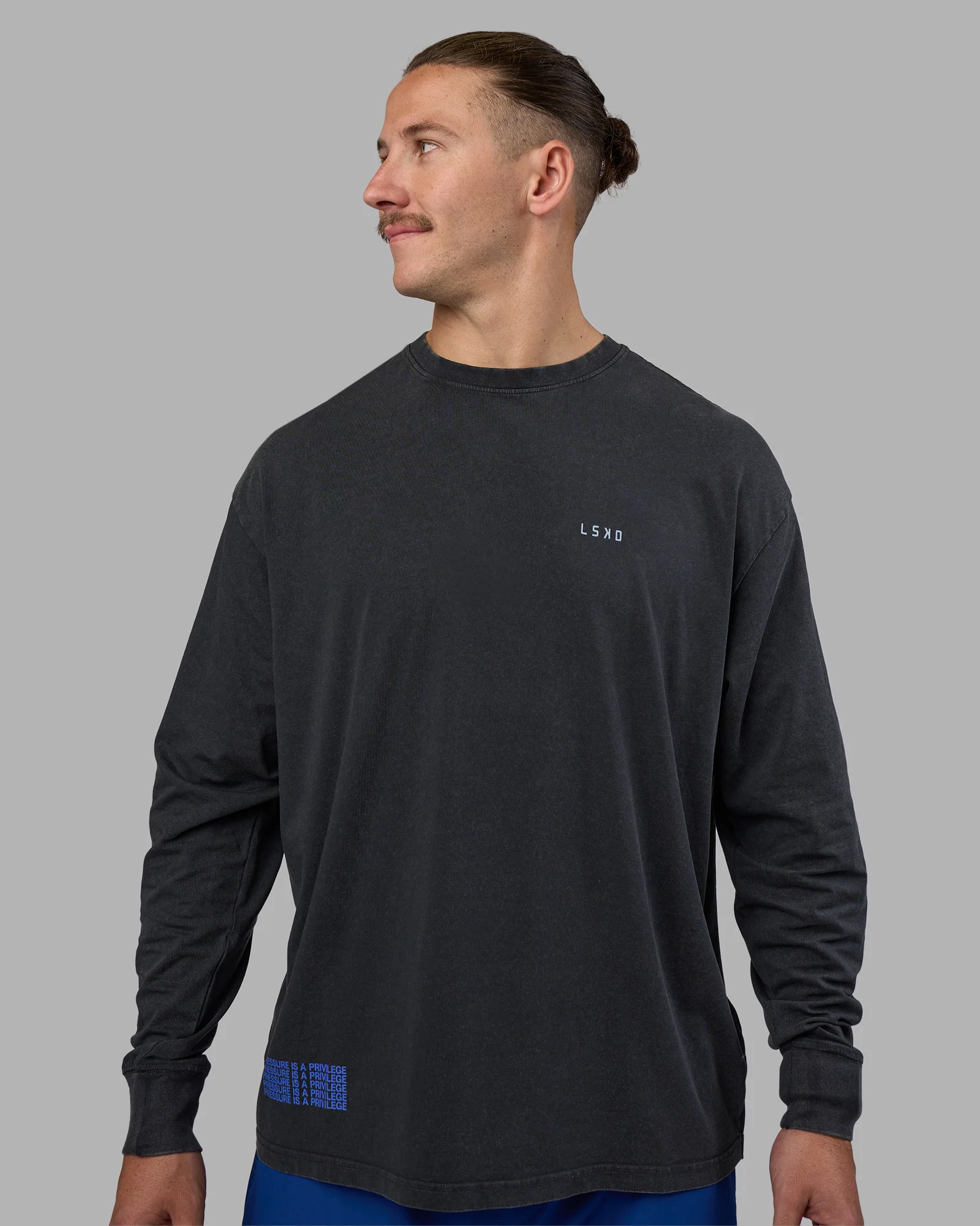 Cali FLXCotton Oversized Long Sleeve Tee - Black Washed - Image 3