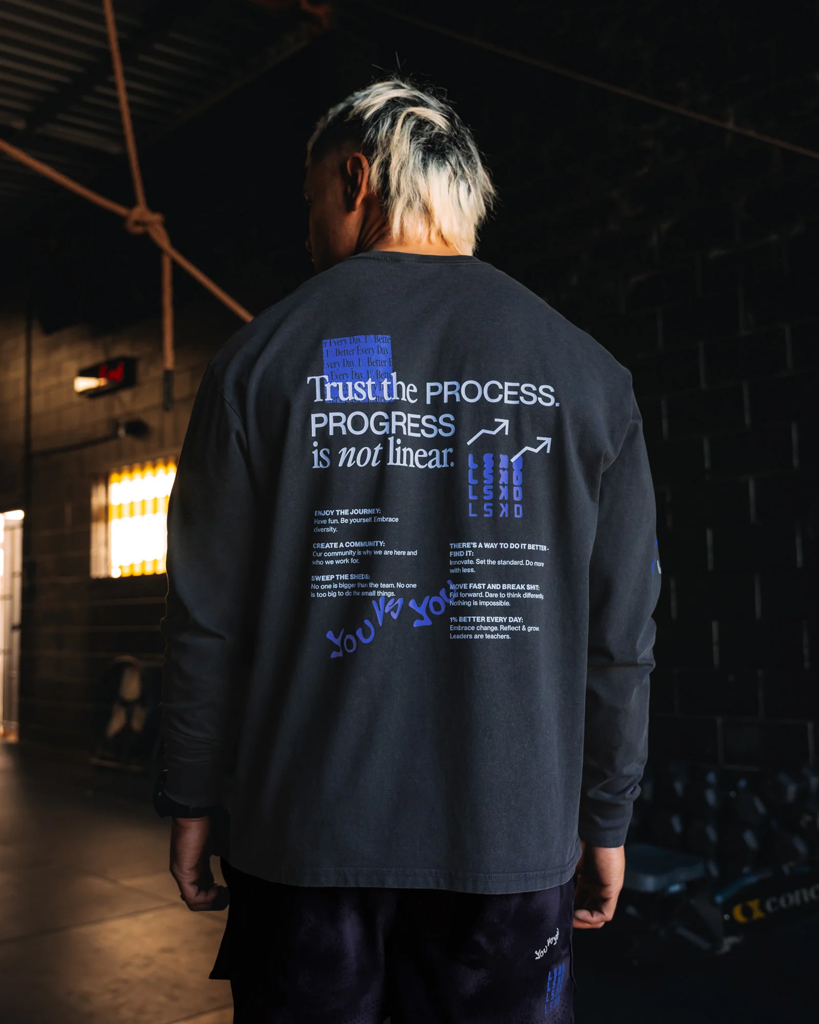 Cali FLXCotton Oversized Long Sleeve Tee - Black Washed - Image 6