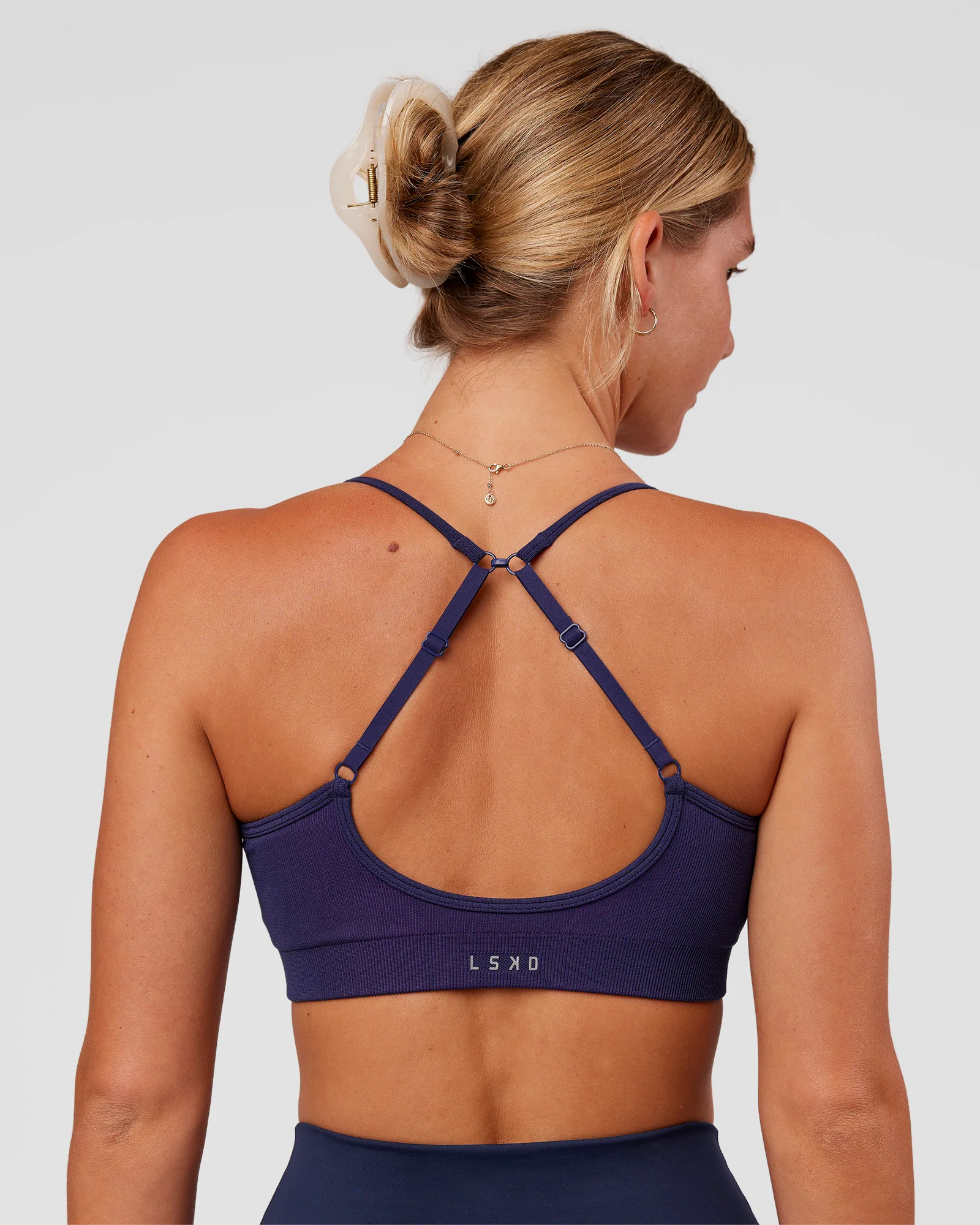 Spark Seamless Ribbed Sports Bra - Future Navy-Ultra Fuchsia - Image 2