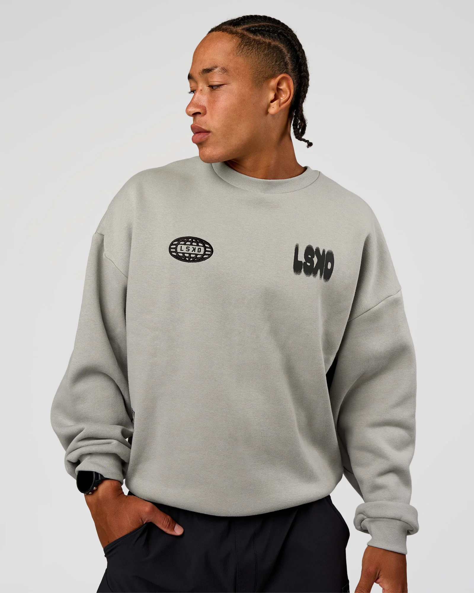 Static Grit Boxy Crew - Alloy-Black - Image 2