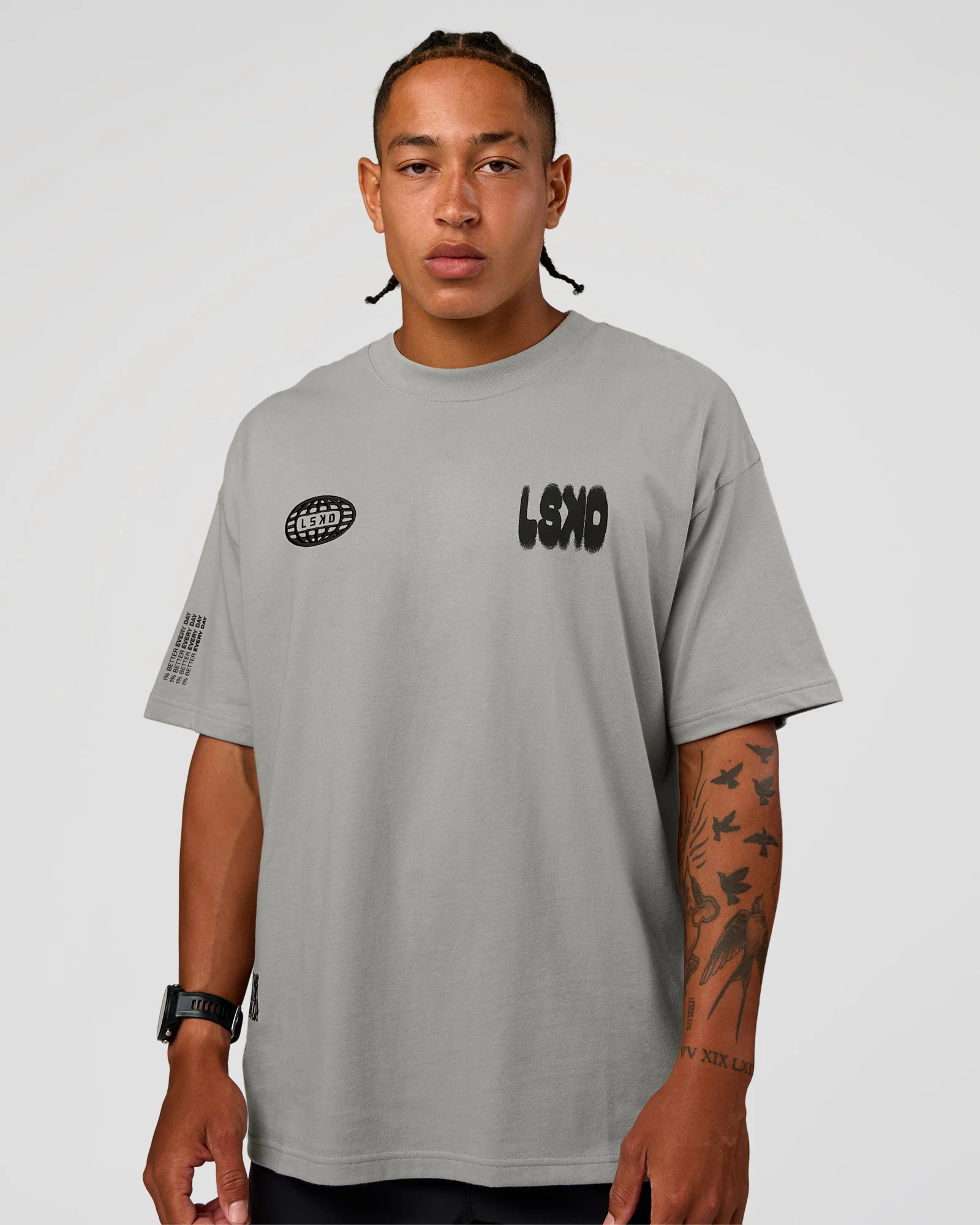 Static Grit Heavyweight Oversized Tee - Alloy-Black - Image 2