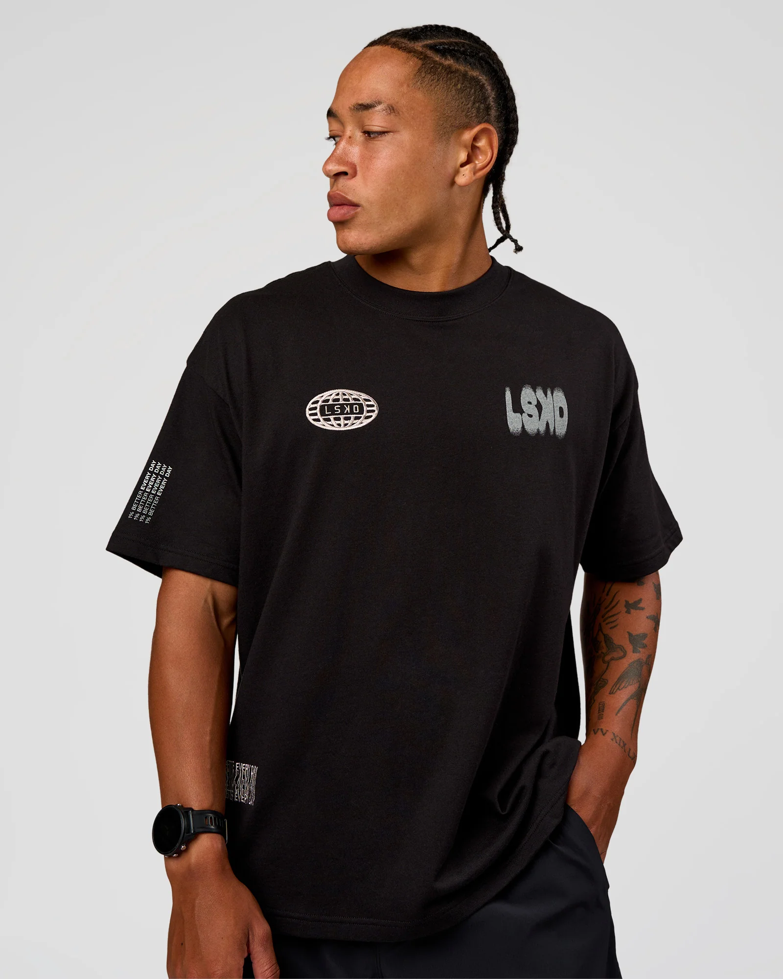 Static Grit Heavyweight Oversized Tee - Black-Alloy - Image 2