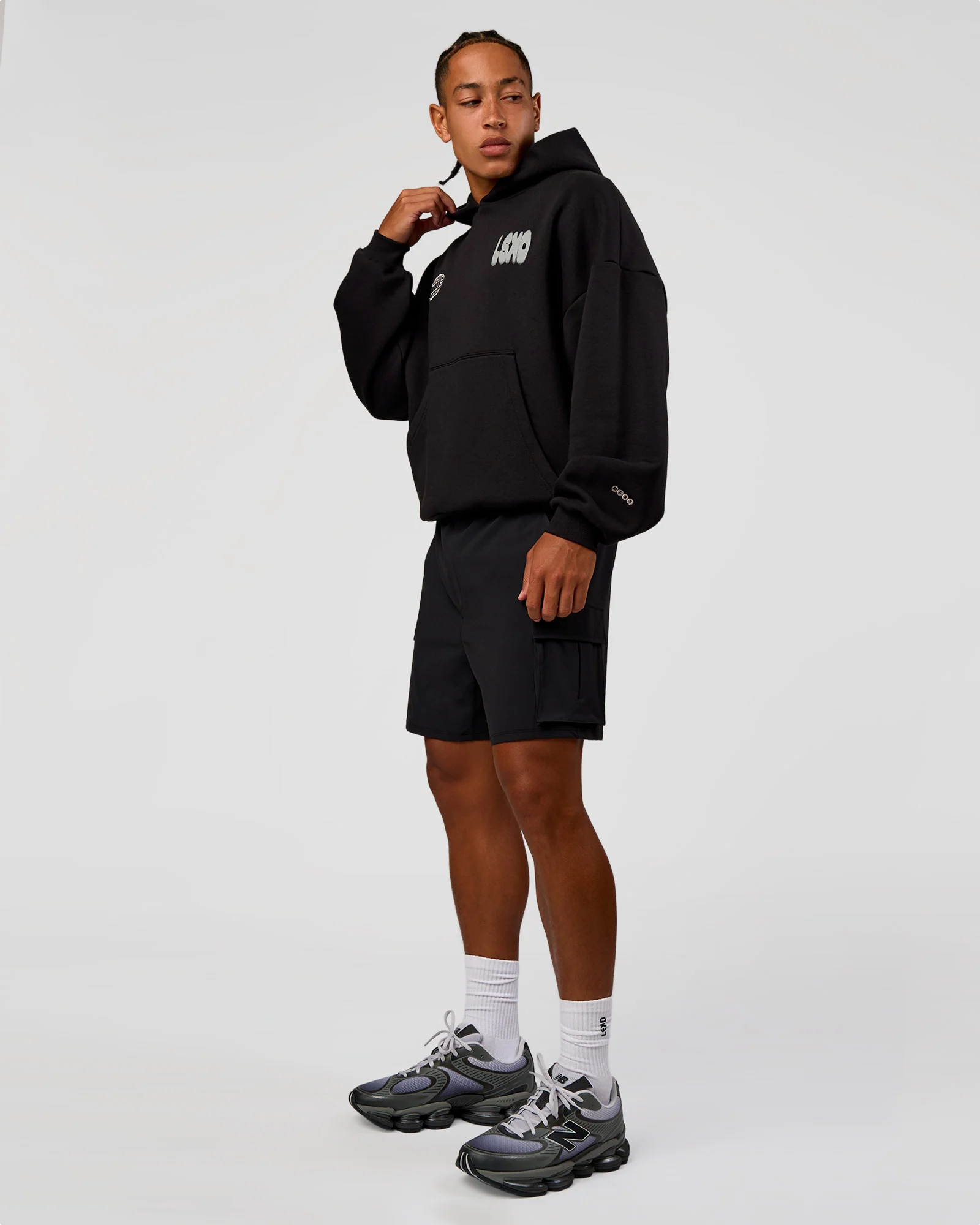 Static Grit Unisex Boxy Hoodie - Black-Alloy - Image 13