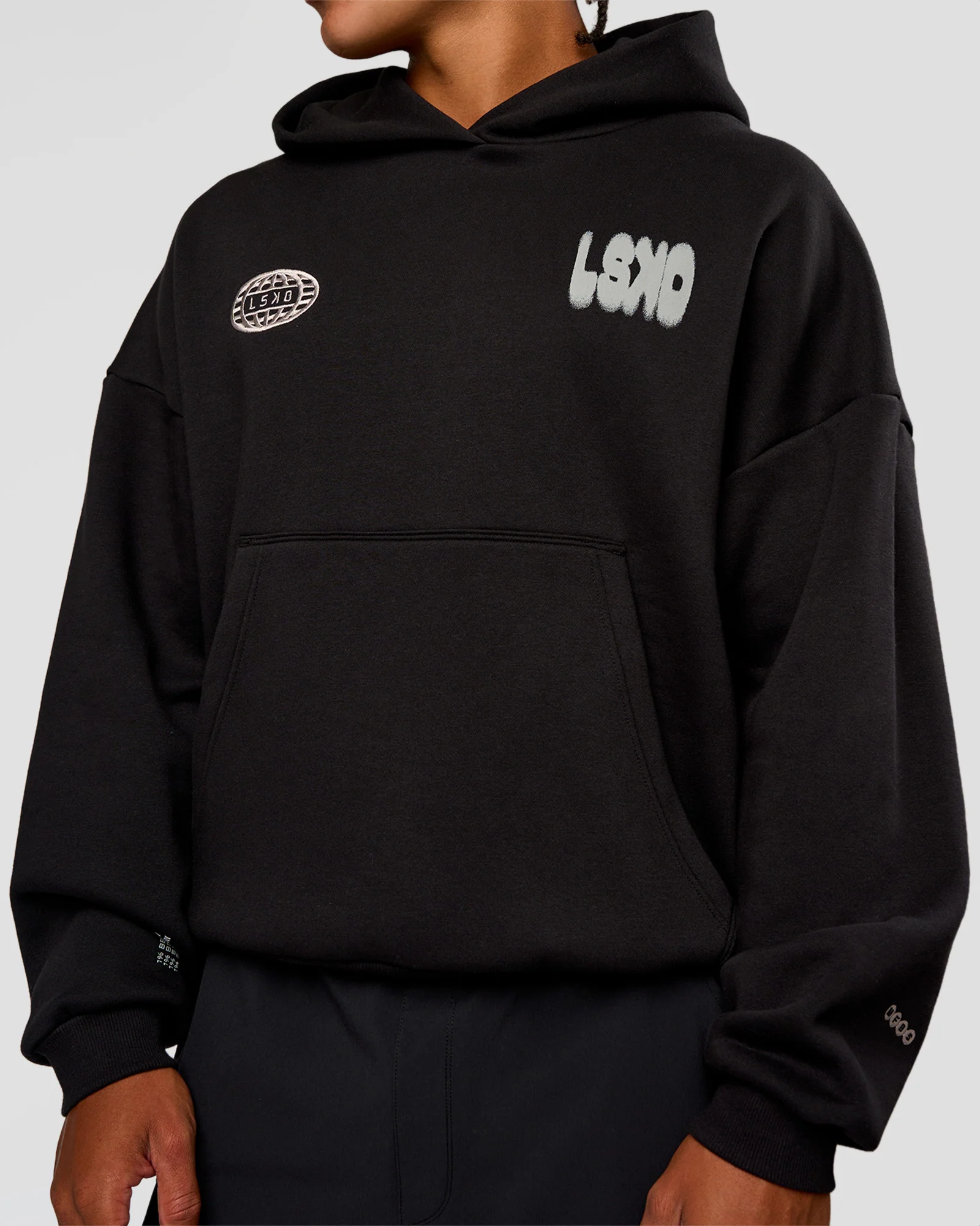 Static Grit Unisex Boxy Hoodie - Black-Alloy - Image 14