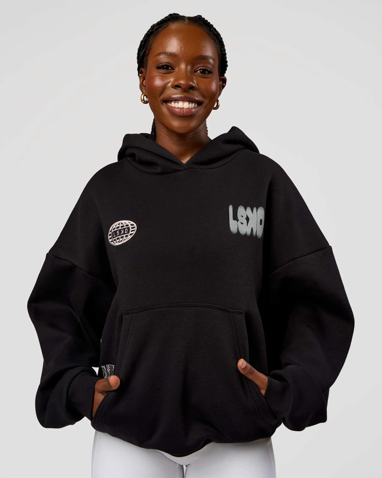 Static Grit Unisex Boxy Hoodie - Black-Alloy - Image 4