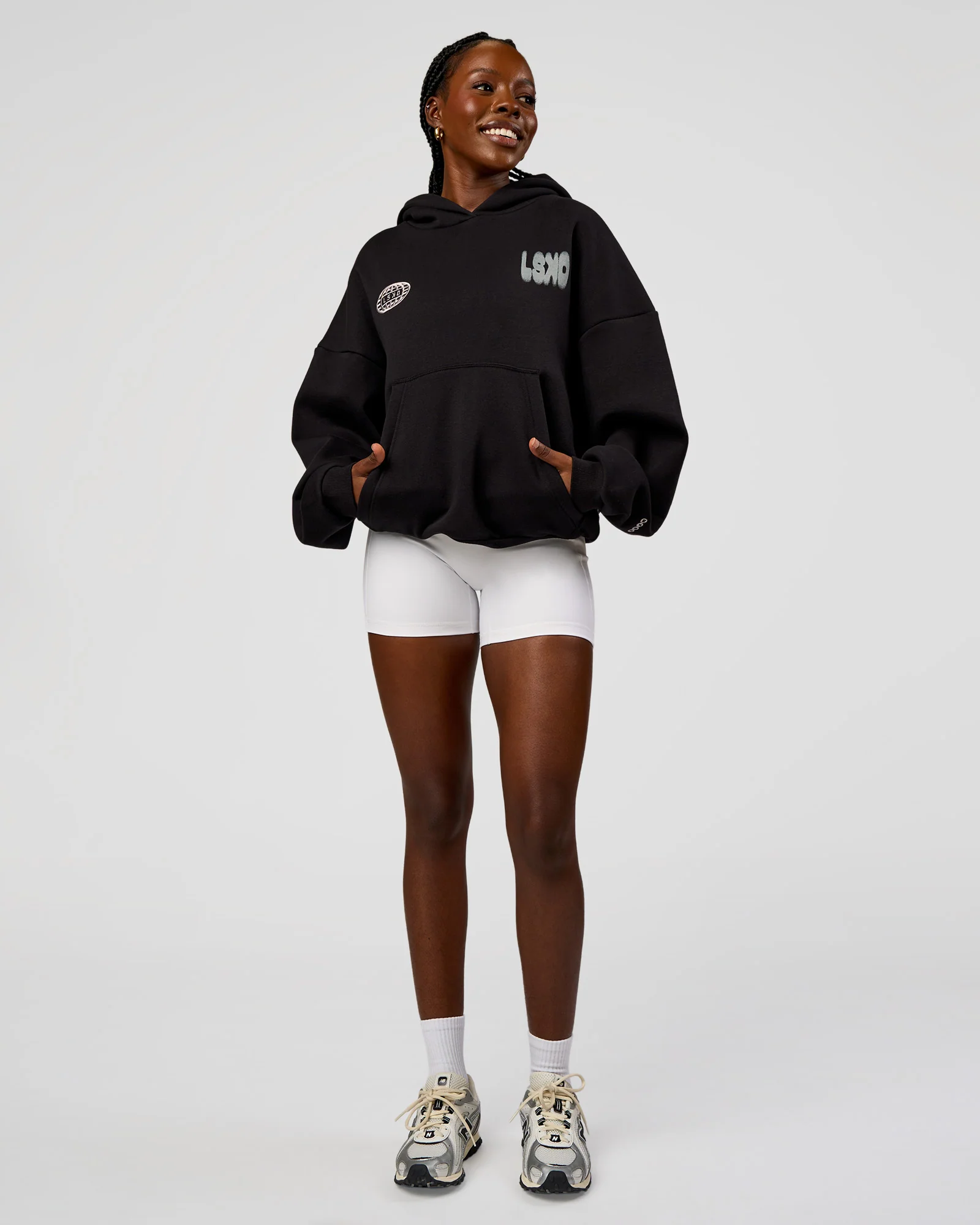 Static Grit Unisex Boxy Hoodie - Black-Alloy - Image 5