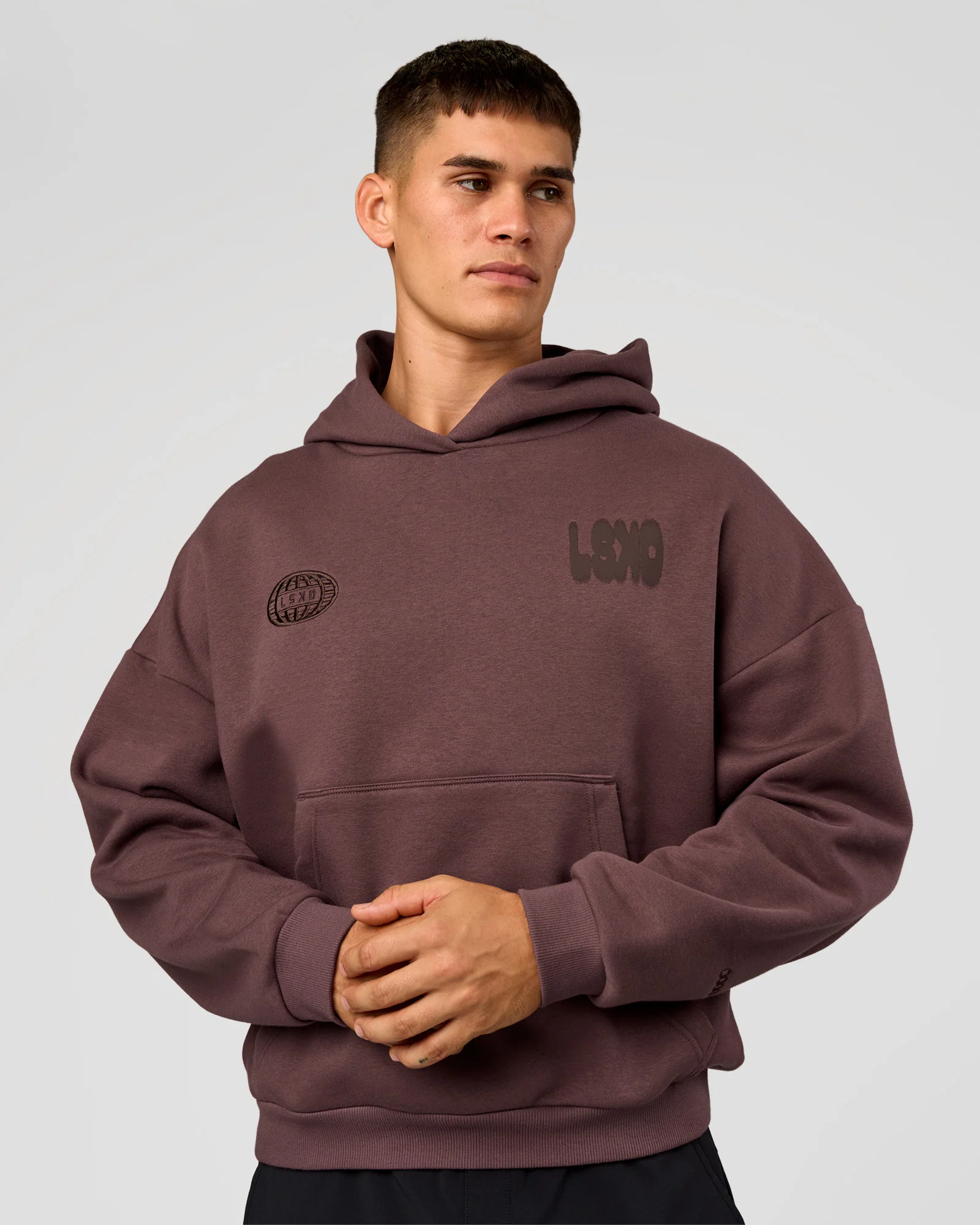 Static Grit Unisex Boxy Hoodie - Cocoa Powder-Hot Chocolate - Image 2