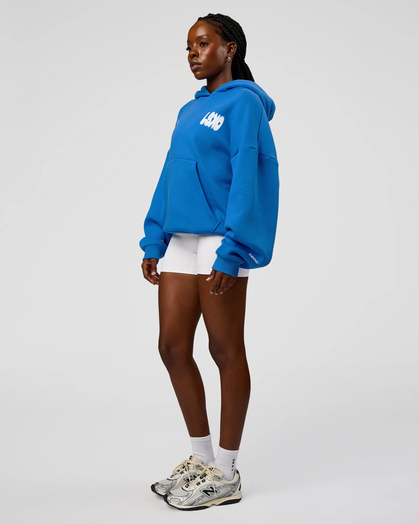 Static Grit Unisex Boxy Hoodie - Palace Blue-White - Image 13