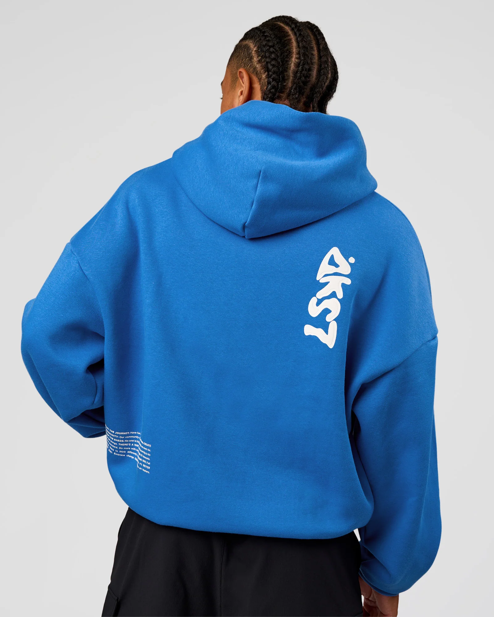 Static Grit Unisex Boxy Hoodie - Palace Blue-White - Image 4