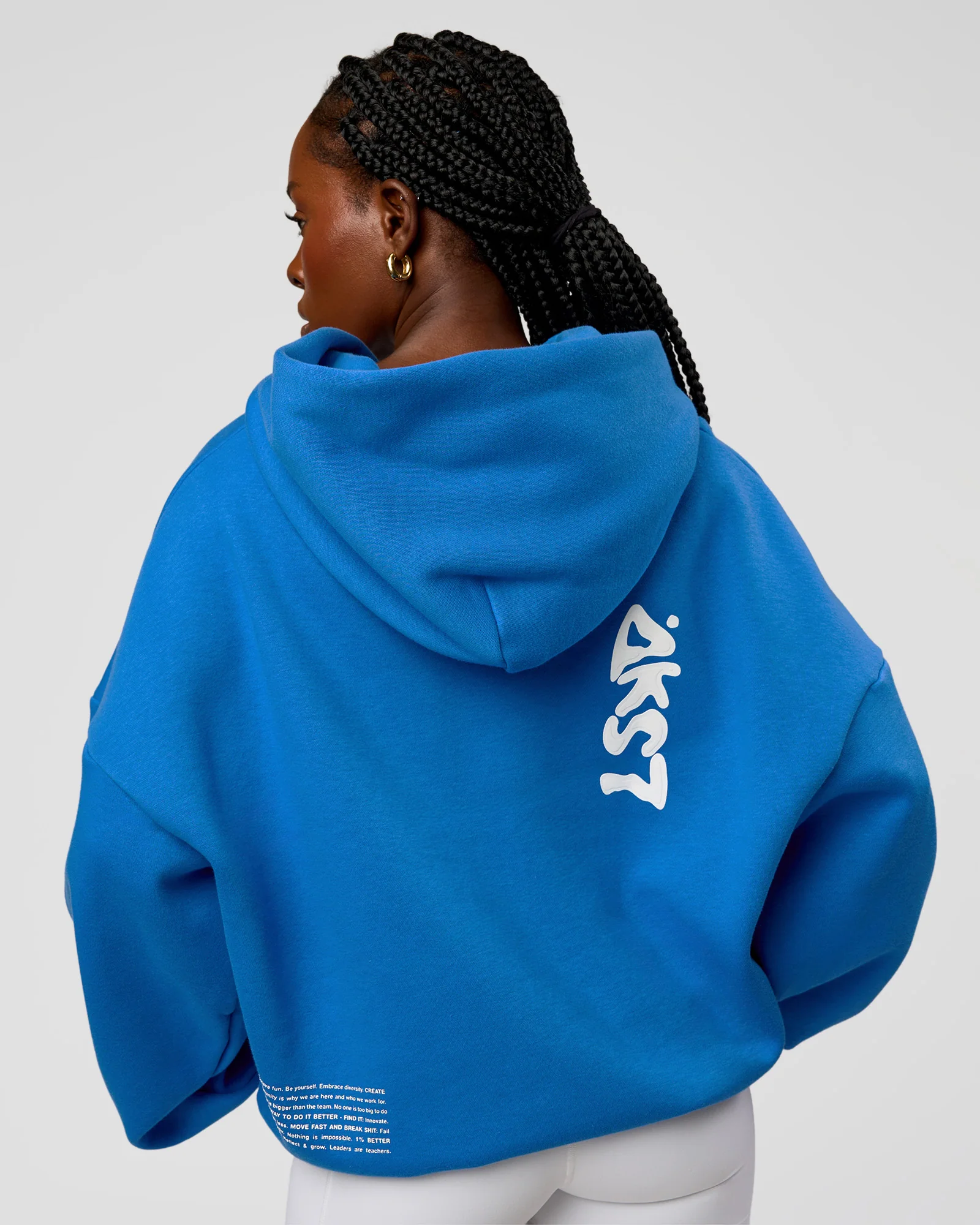 Static Grit Unisex Boxy Hoodie - Palace Blue-White - Image 6