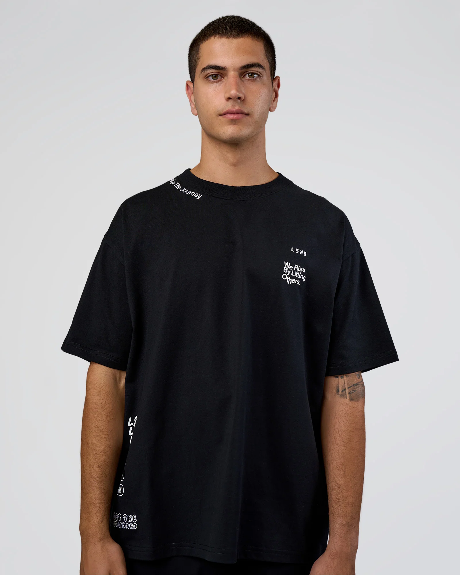 Sticker Heavyweight Oversized Tee - Black-White - Image 2