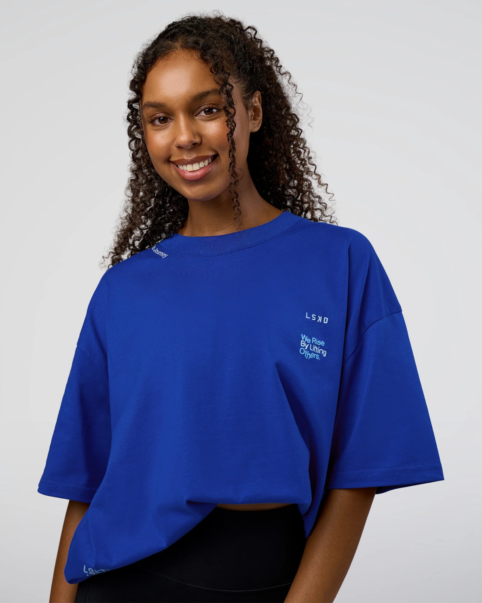 Sticker Heavyweight Oversized Tee - Electric Indigo-Baltic Sea - Image 4