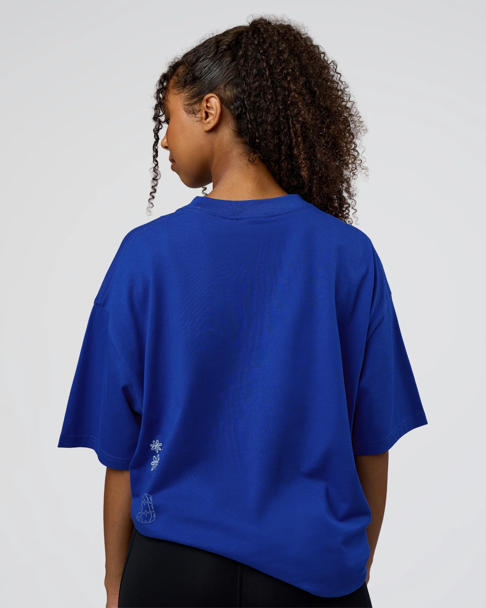 Sticker Heavyweight Oversized Tee - Electric Indigo-Baltic Sea - Image 5