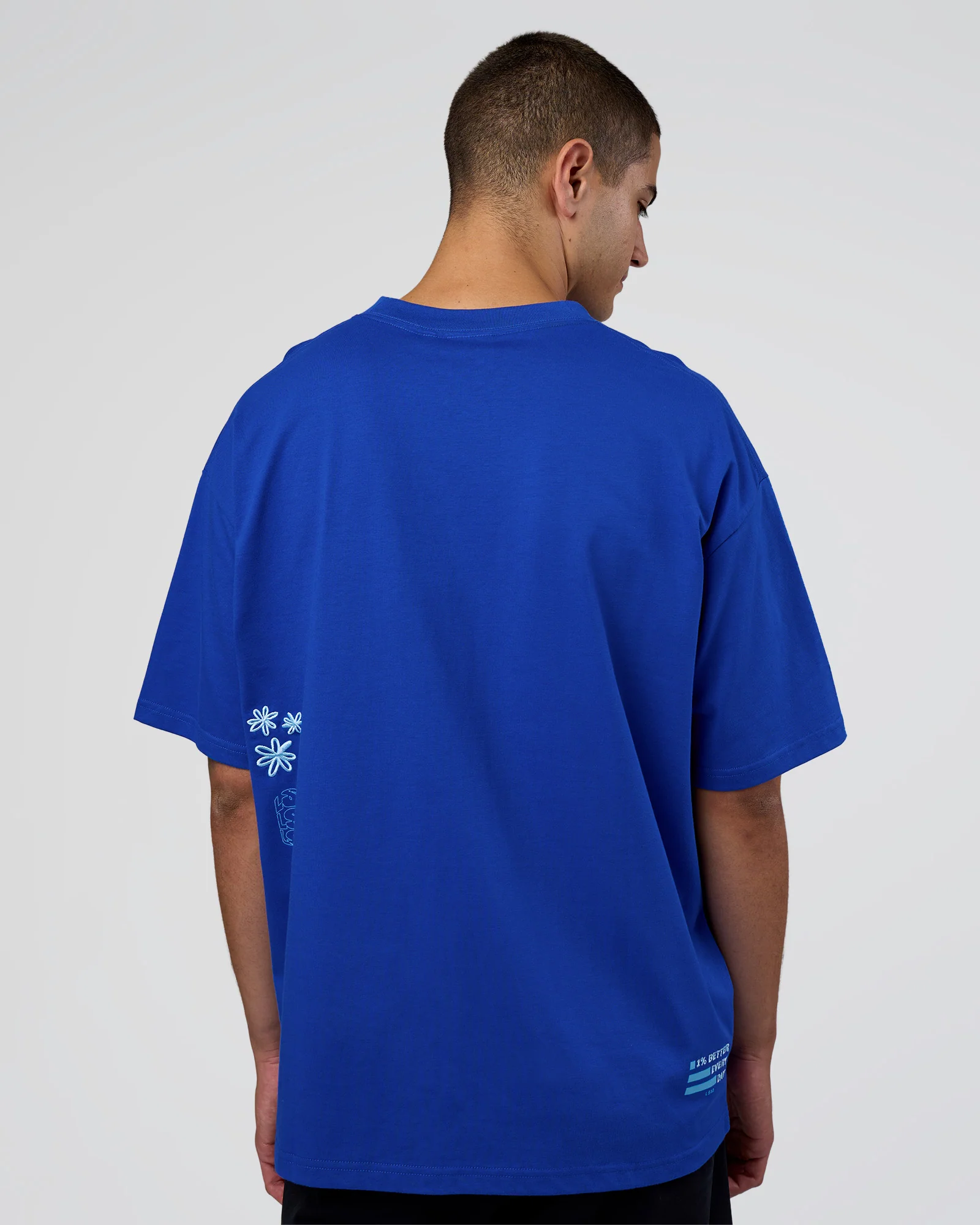 Sticker Heavyweight Oversized Tee - Electric Indigo-Baltic Sea - Image 6