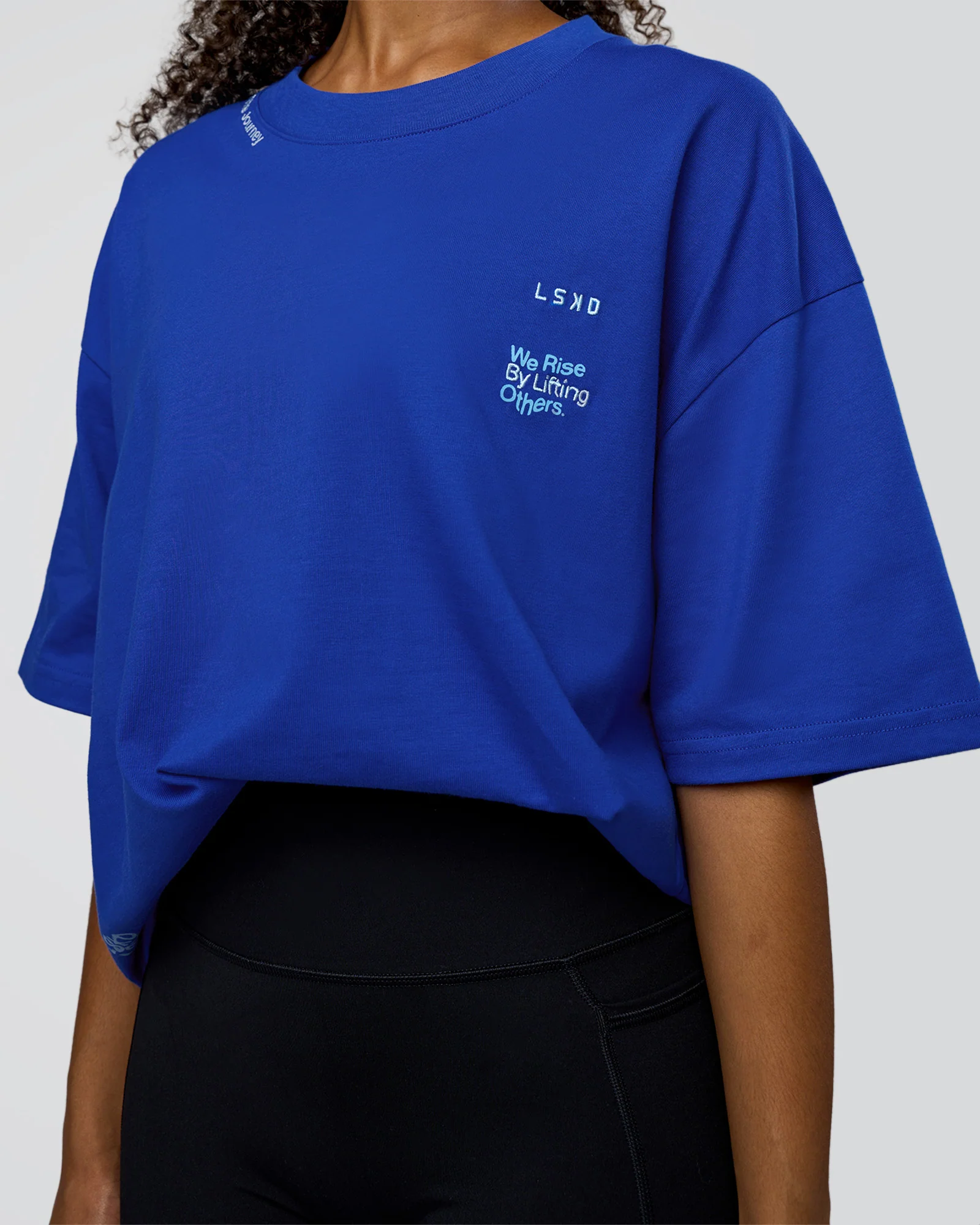 Sticker Heavyweight Oversized Tee - Electric Indigo-Baltic Sea - Image 9